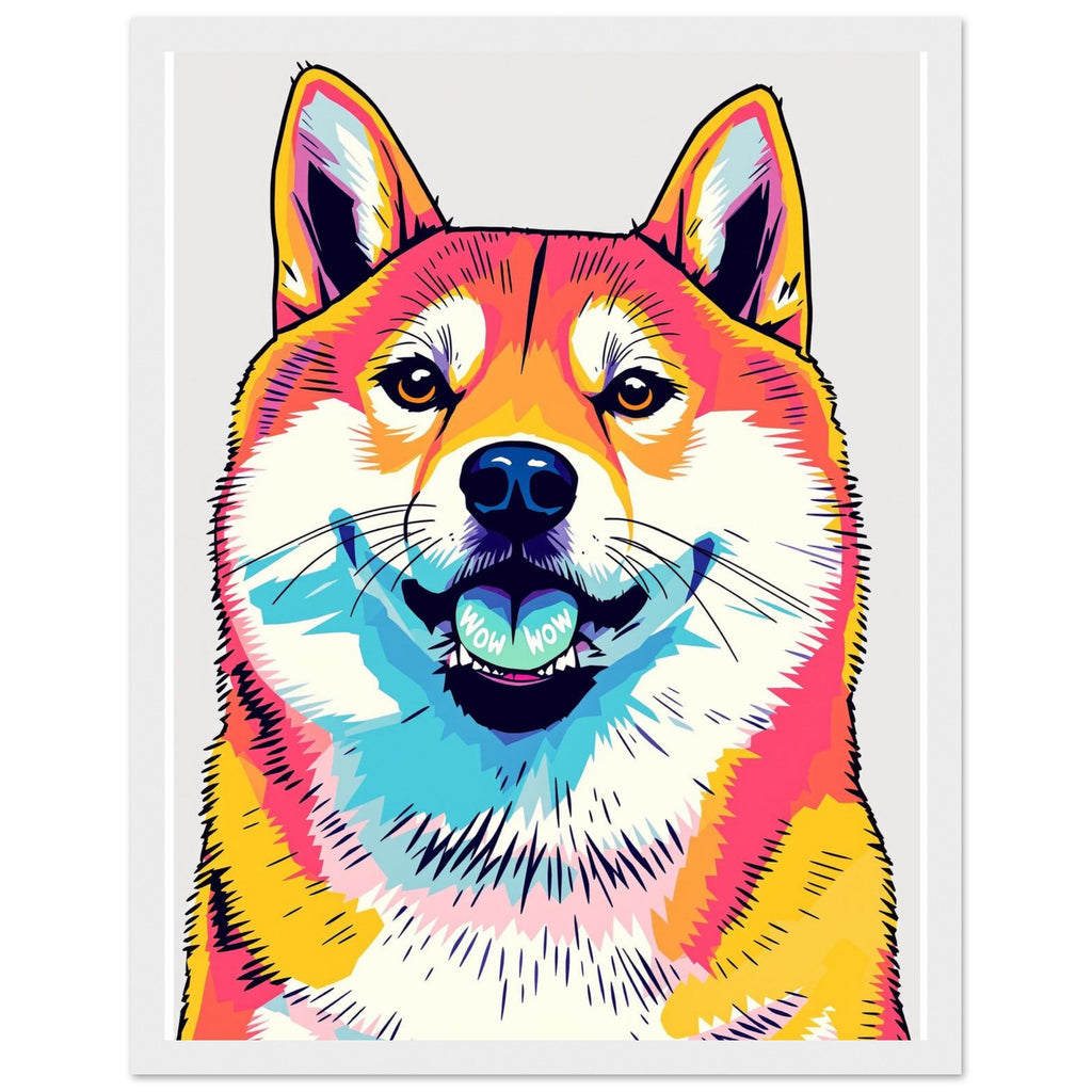 Shiba Inu Meme Framed Art Print — detail view | Wild Thread Co