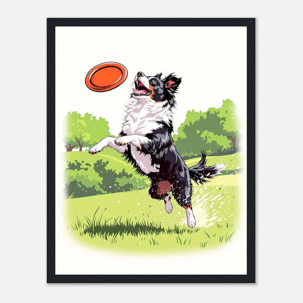 Border Collie Action Framed Print Wall Art Ready to Hang UK Framed Art Print — detail view | Wild Thread Co