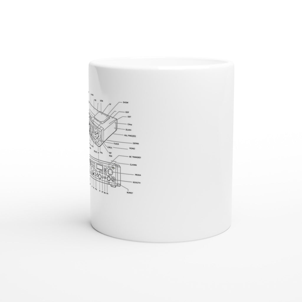 Minidisc Player Technical Illustration Mug — detail view | Wild Thread Co