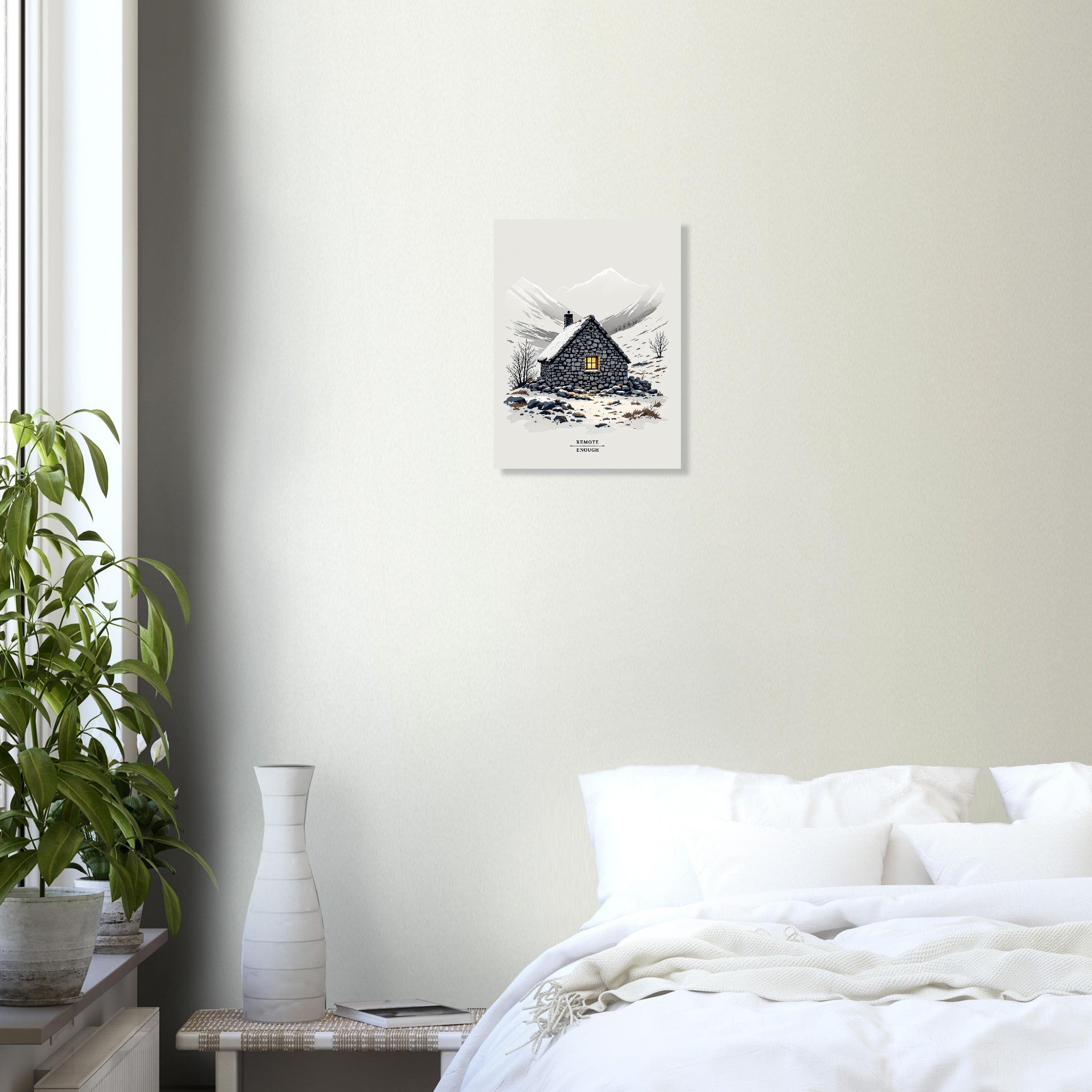 Mountain Bothy Art Wall Art UK Art Print Art Print — detail view | Wild Thread Co