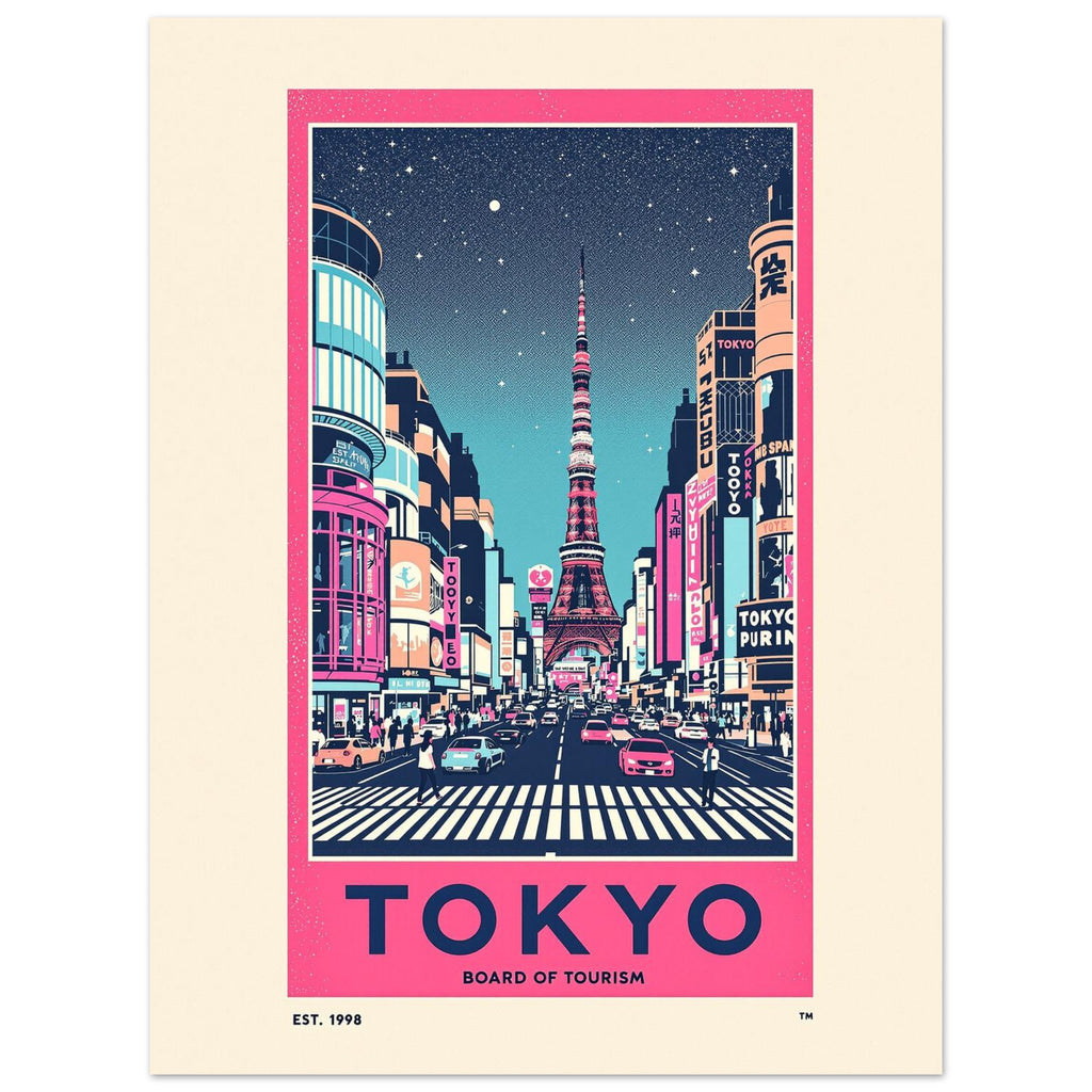 Tokyo Vintage Travel Poster Art Print — detail view | Wild Thread Co
