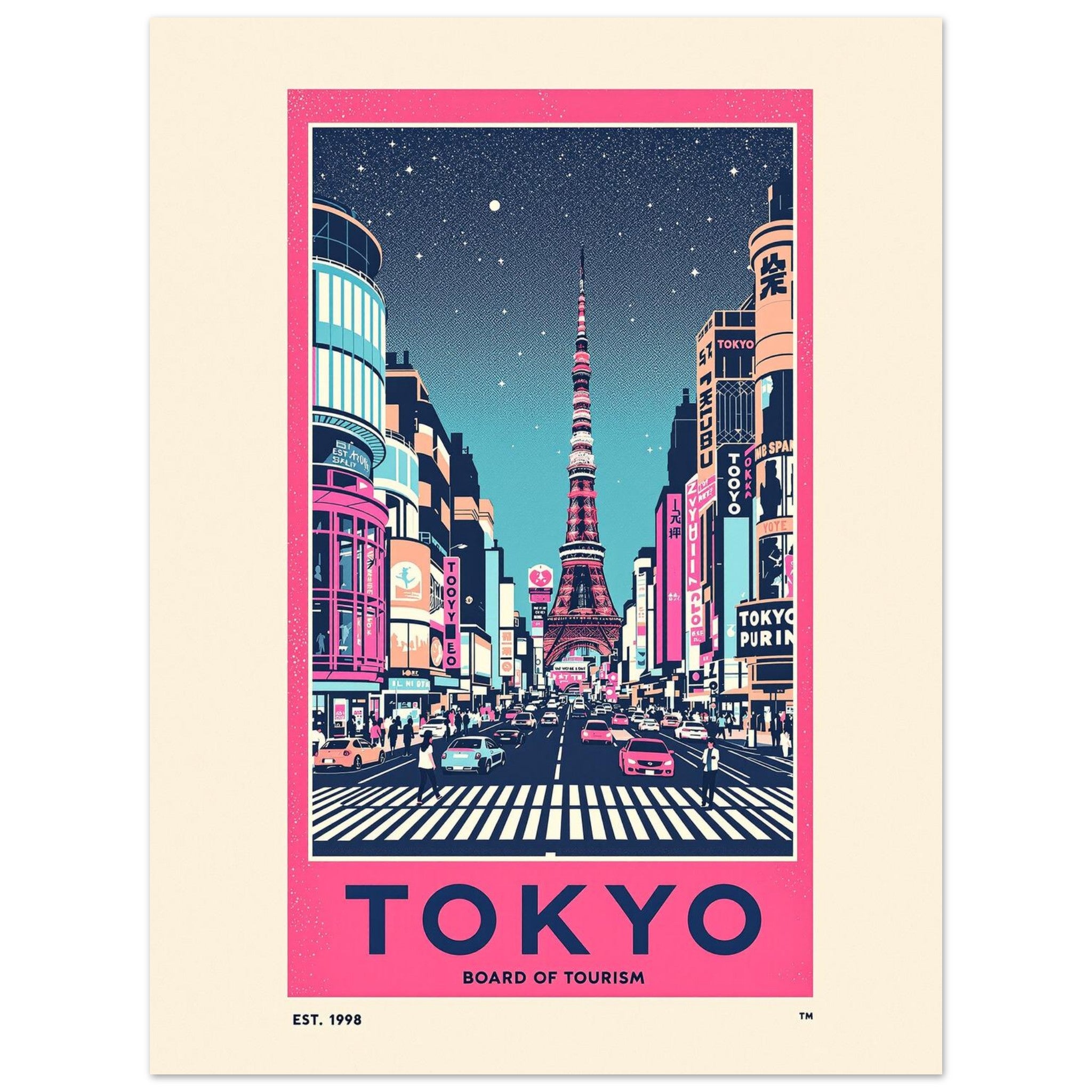 Tokyo Vintage Travel Poster Art Print — detail view | Wild Thread Co