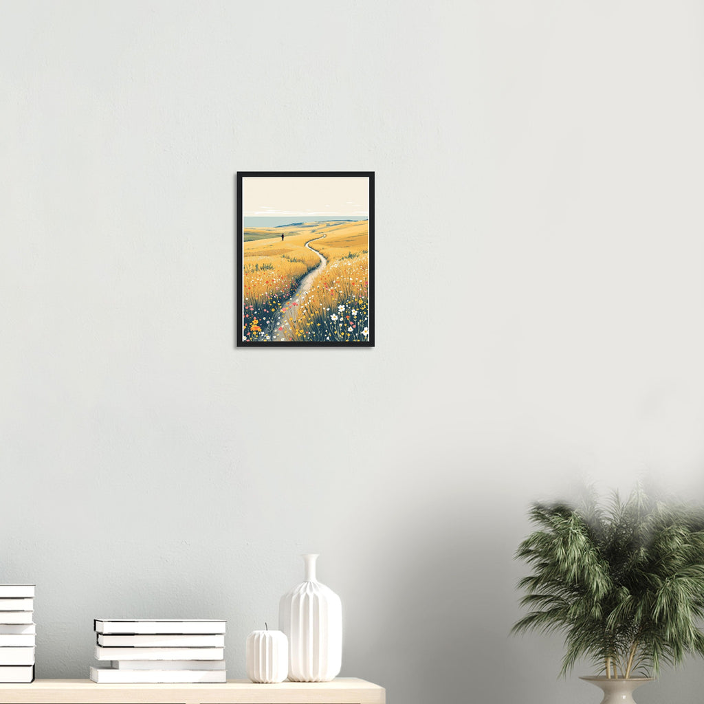 Chalk Downland South Downs Walker Framed Art Print — detail view | Wild Thread Co