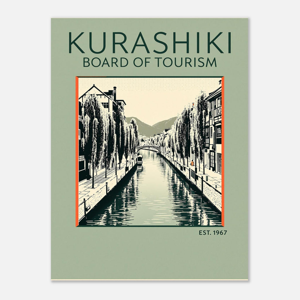 Kurashiki Vintage Travel Poster Art Print — detail view | Wild Thread Co