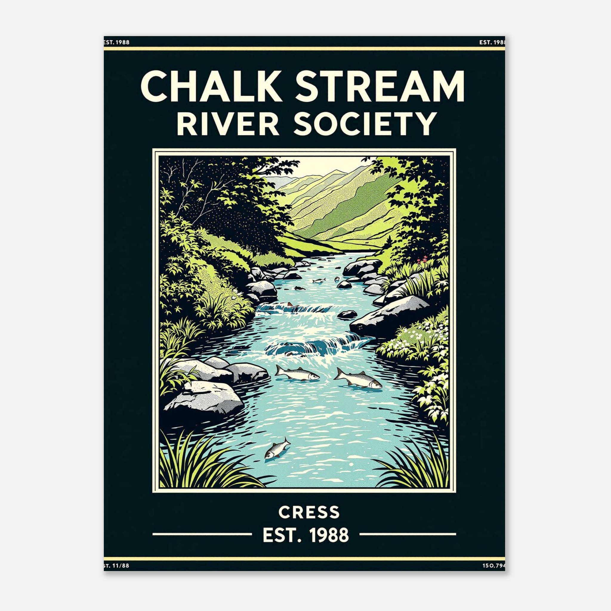 Chalk Stream Vintage Travel Poster — Art Print | Wild Thread Co