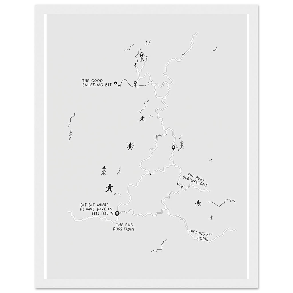 Dog Walker Os Map Spoof Framed Print Wall Art Ready to Hang UK — Framed Art Print | Wild Thread Co