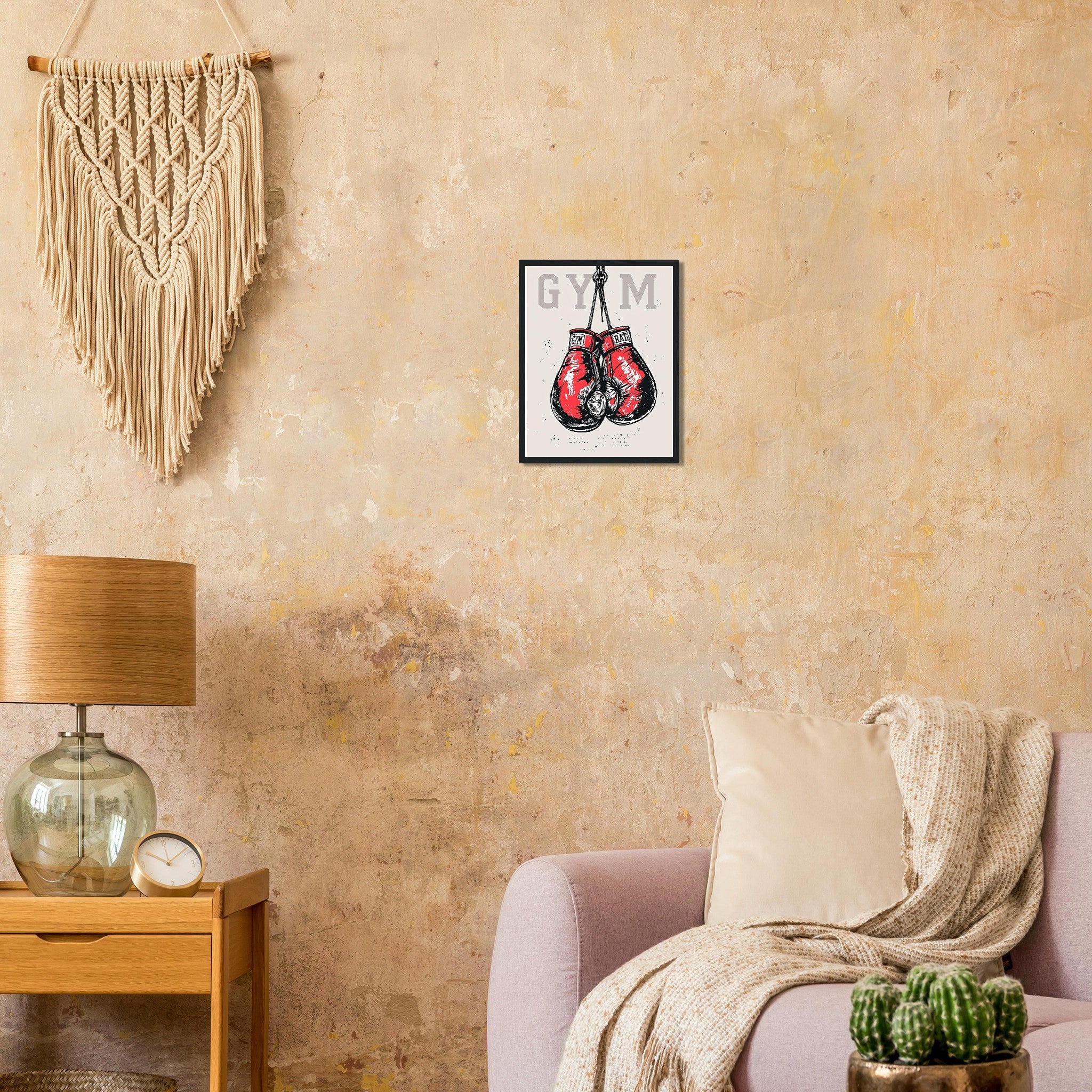 Retro Sports Boxing Framed Art Print — detail view | Wild Thread Co