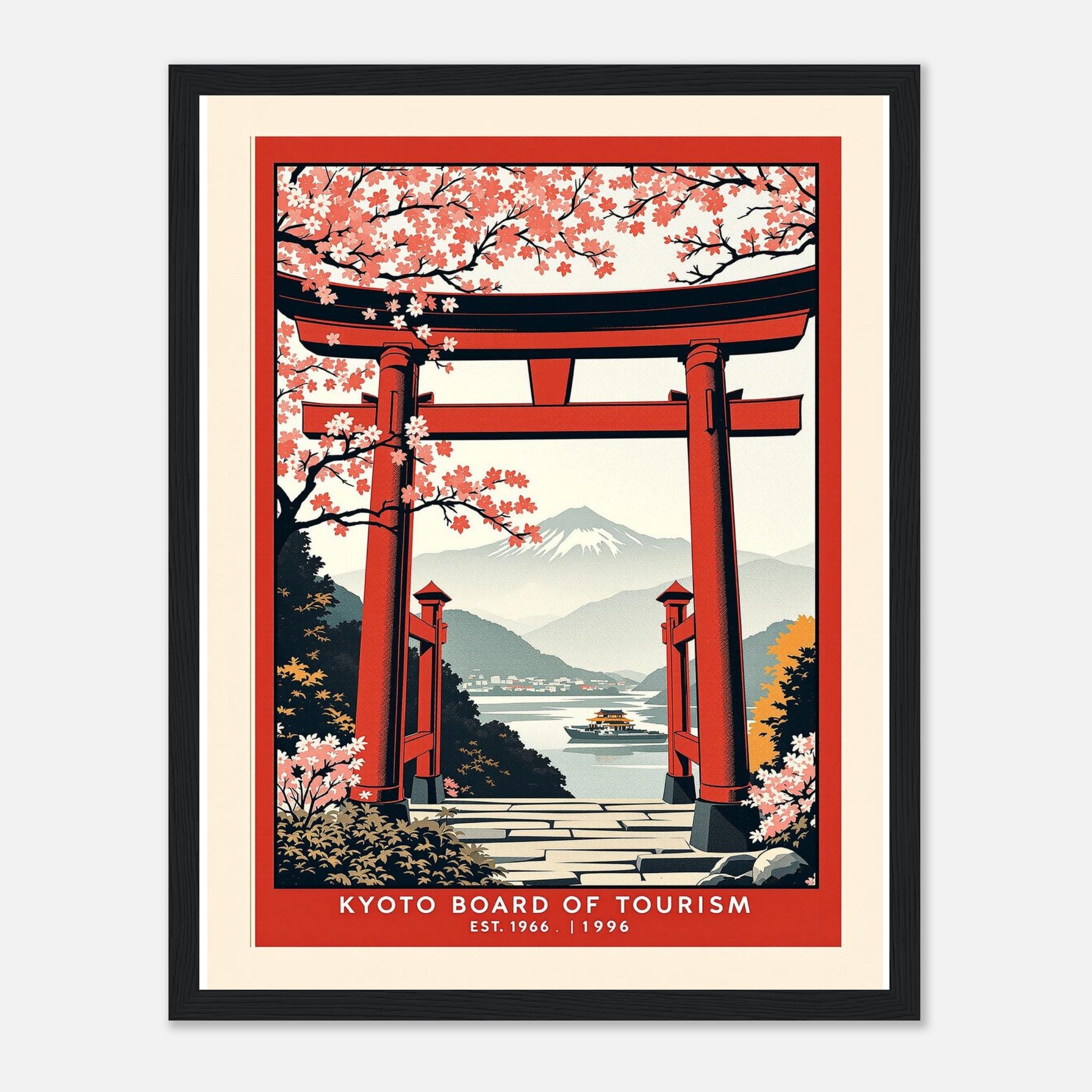 Kyoto Vintage Travel Poster Framed Art Print — detail view | Wild Thread Co