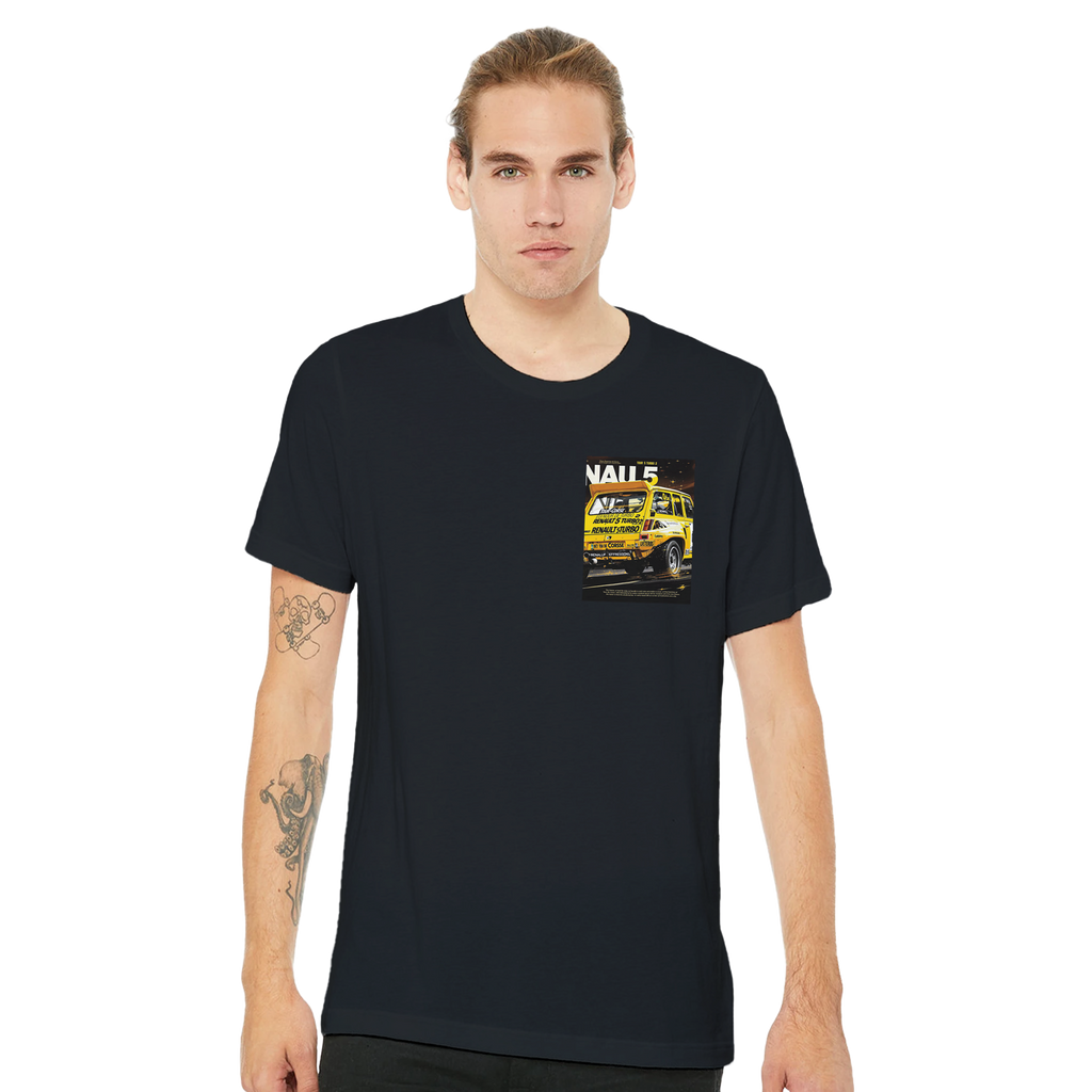 Renault 5 Turbo Yellow Rally Icon T-Shirt — detail view | Wild Thread Co