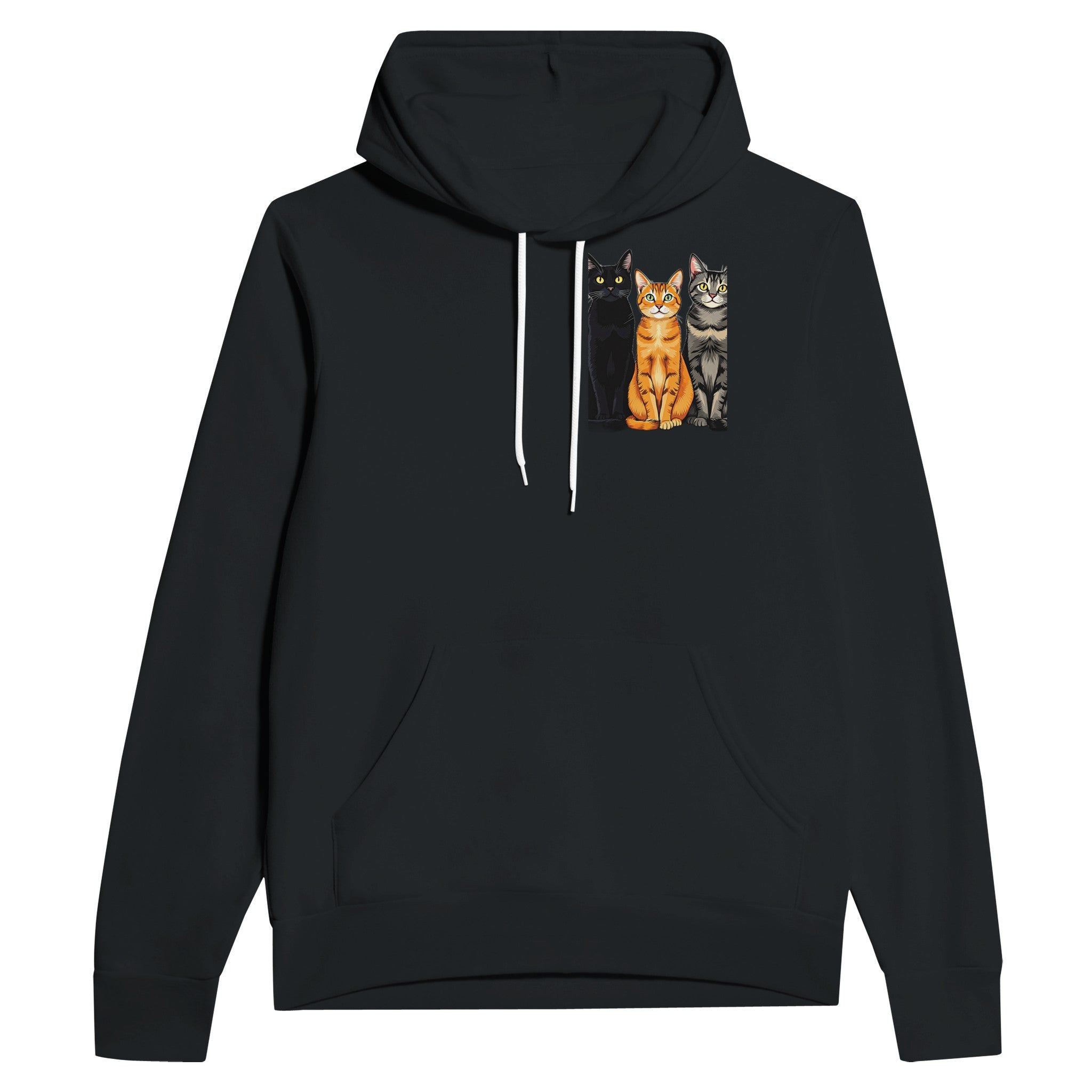 Three Cats In A Row Hoodie — detail view | Wild Thread Co