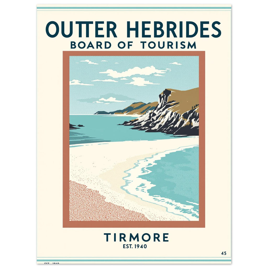 Outer Hebrides Vintage Travel Poster Art Print — detail view | Wild Thread Co
