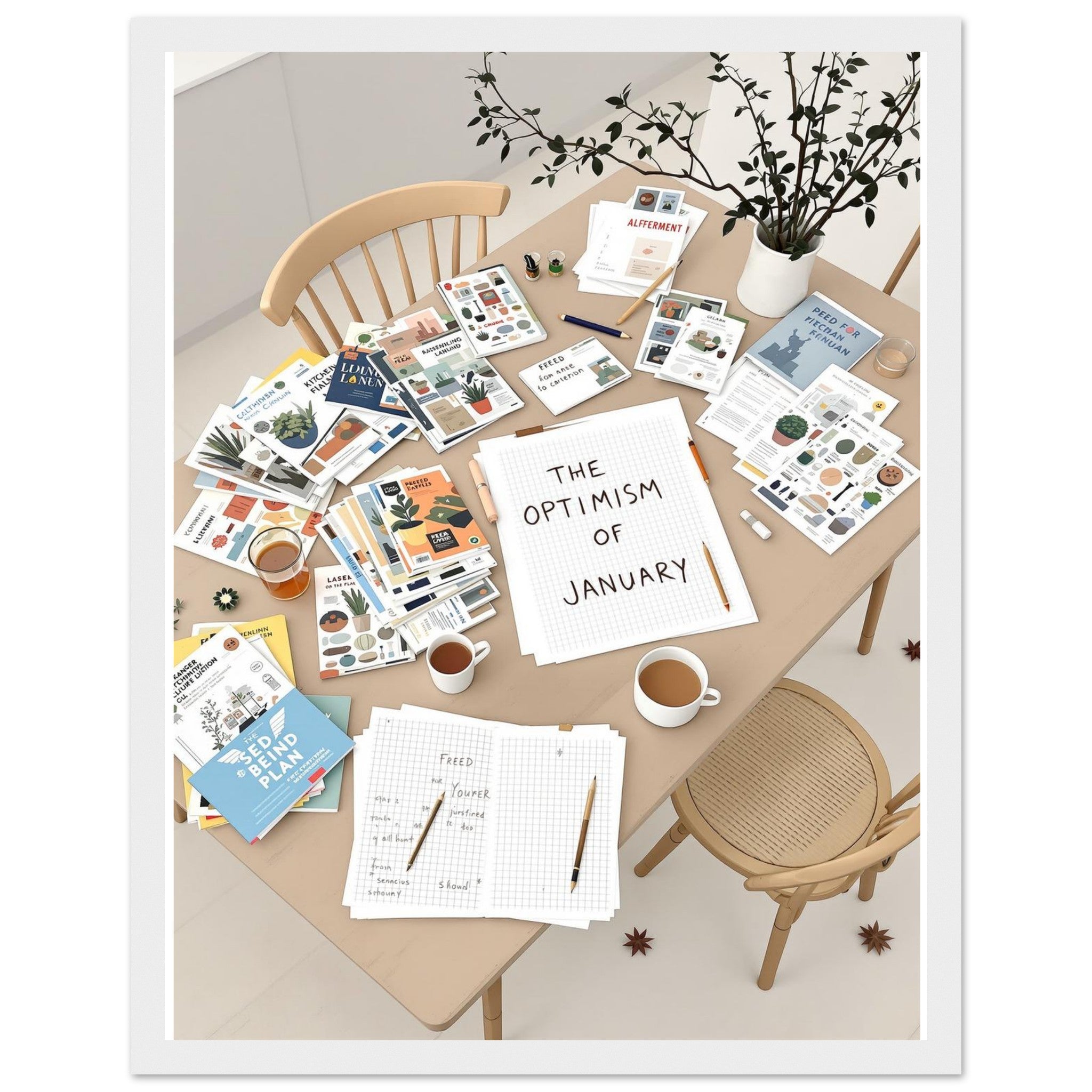 Allotment Winter Seed Catalogue Planning Framed Print — Print Material | Wild Thread Co