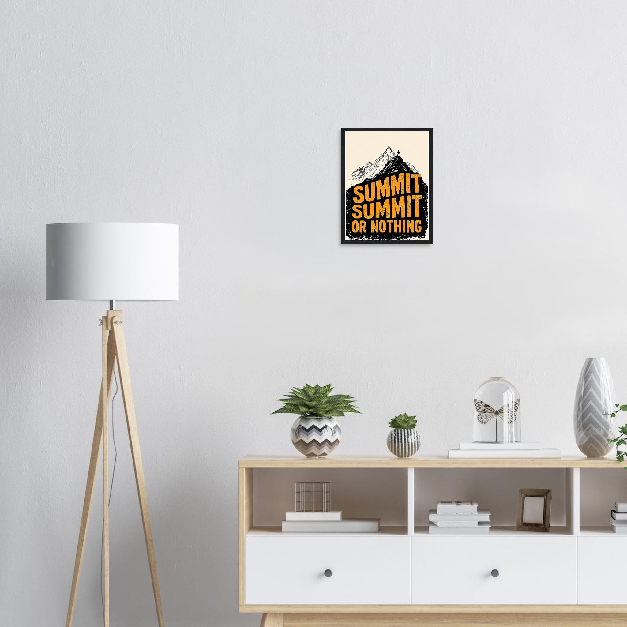 Gorpcore Mountain Summit Framed Print Wall Art Ready to Hang UK Framed Art Print — detail view | Wild Thread Co