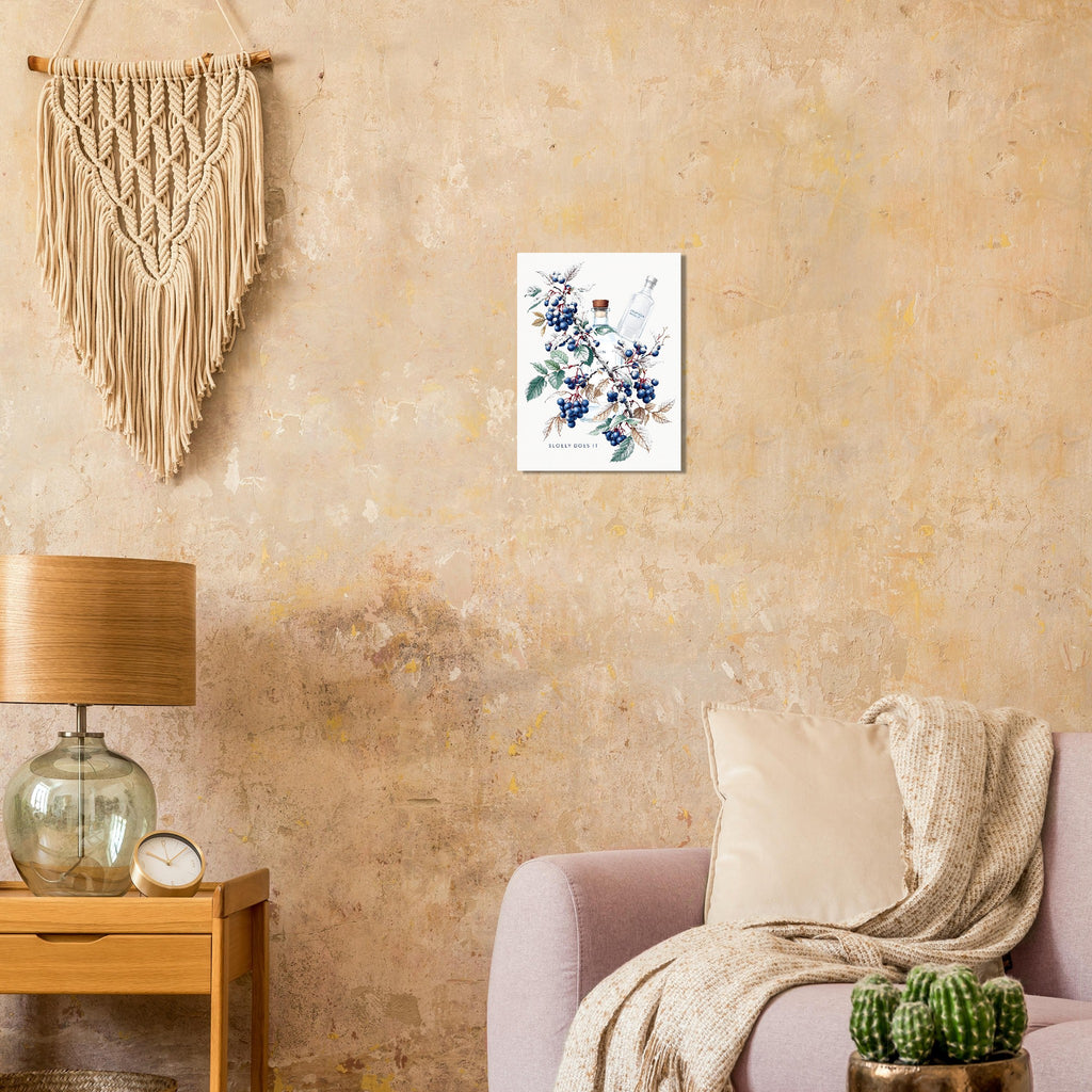 Sloe Gin A1 Blackthorn Berry Frost Art UK Art Print Poster Wall Art UK UK Gift Art Print — detail view | Wild Thread Co