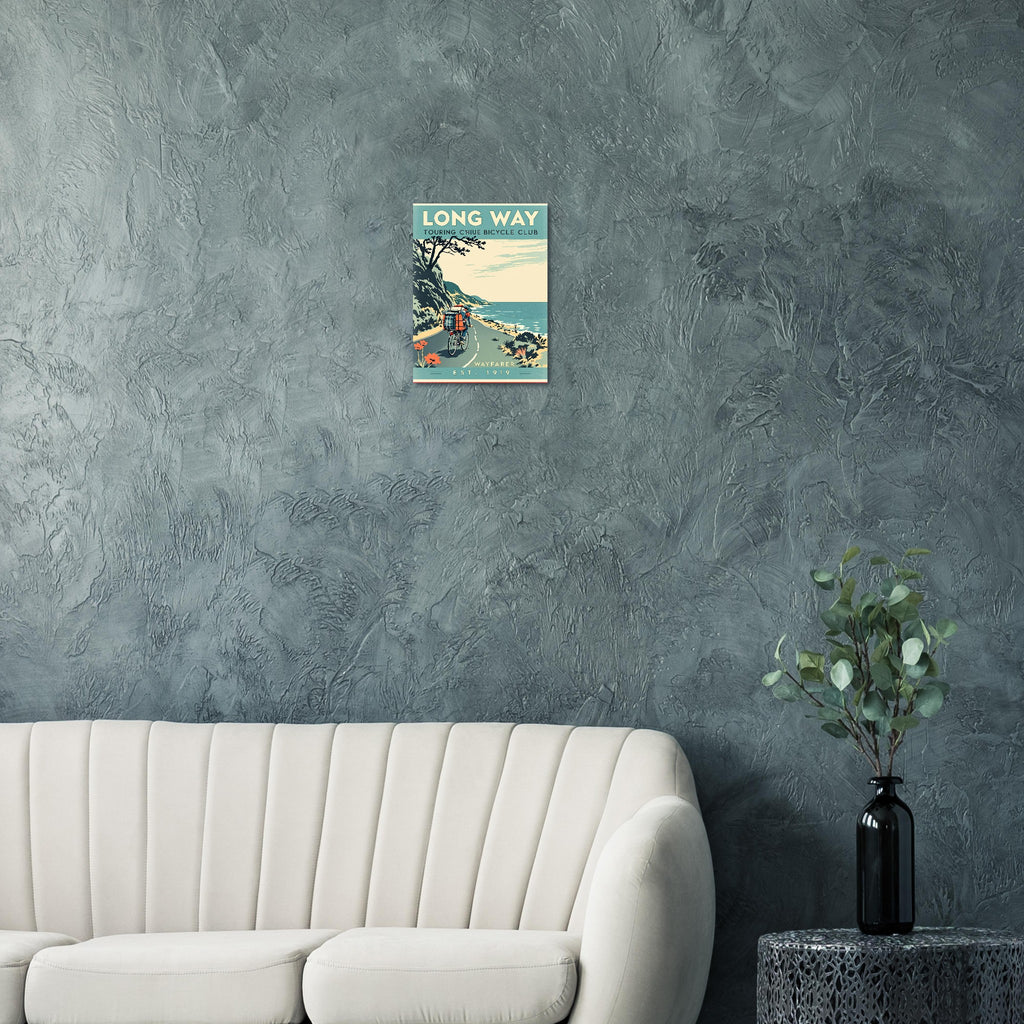 Long Way Vintage Travel Poster Art Print — detail view | Wild Thread Co