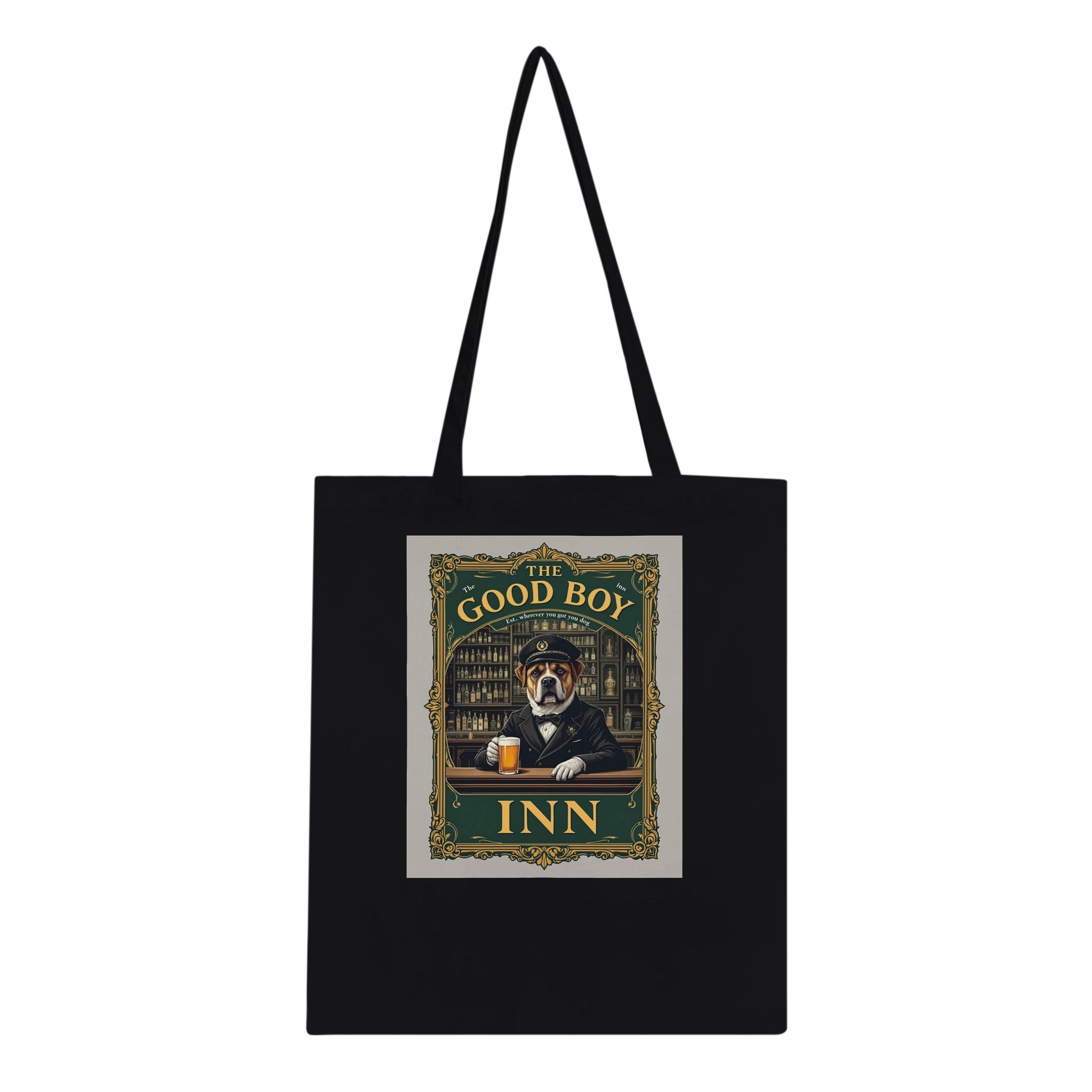 Pub Sign Good Boy Inn Tote Bag Cotton Shopper UK Tote Bag — detail view | Wild Thread Co