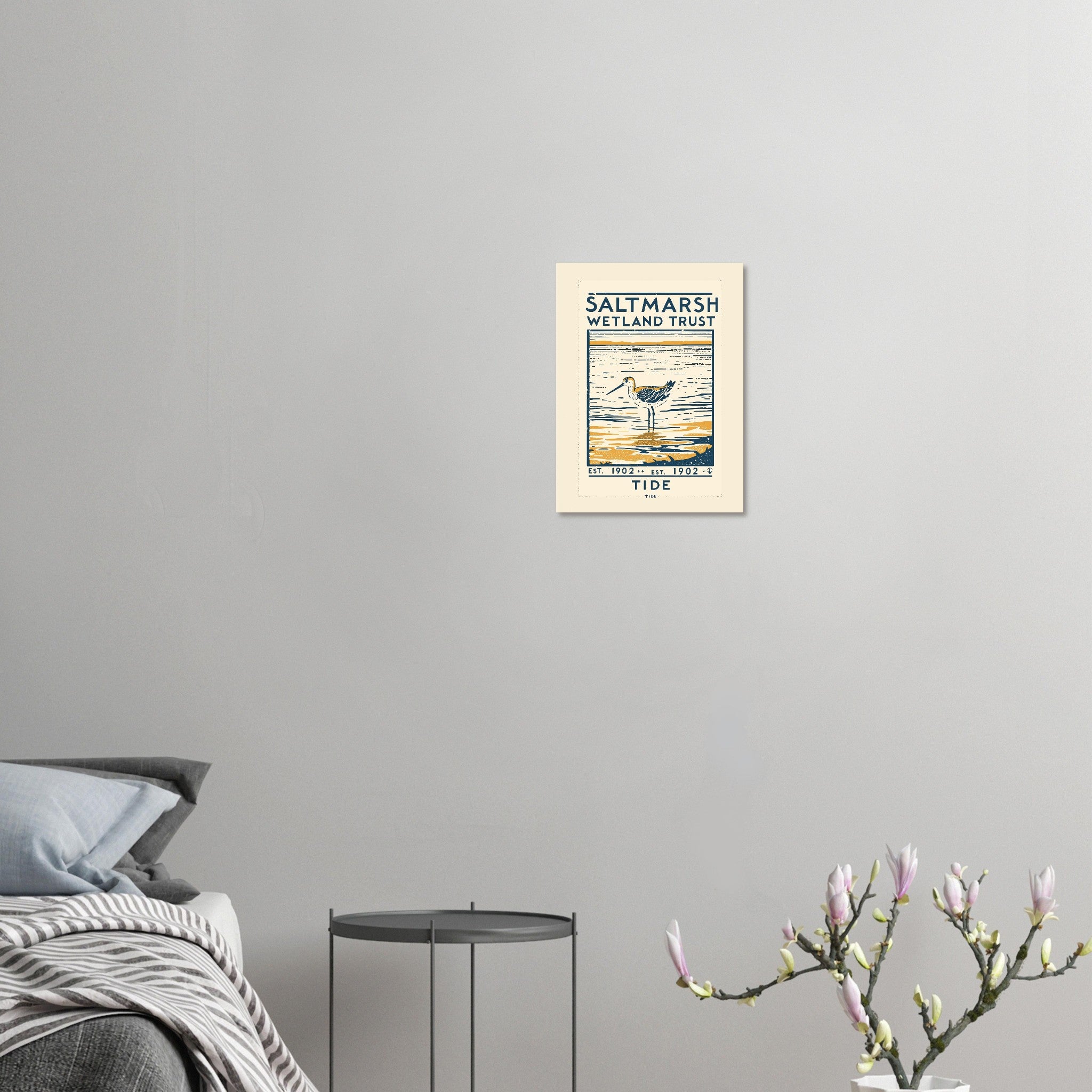 Saltmarsh Vintage Travel Poster Art Print — detail view | Wild Thread Co