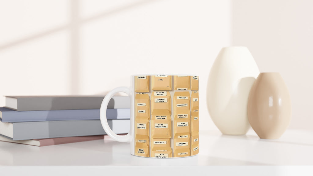 Seed Saving Library Envelopes Mug — detail view | Wild Thread Co