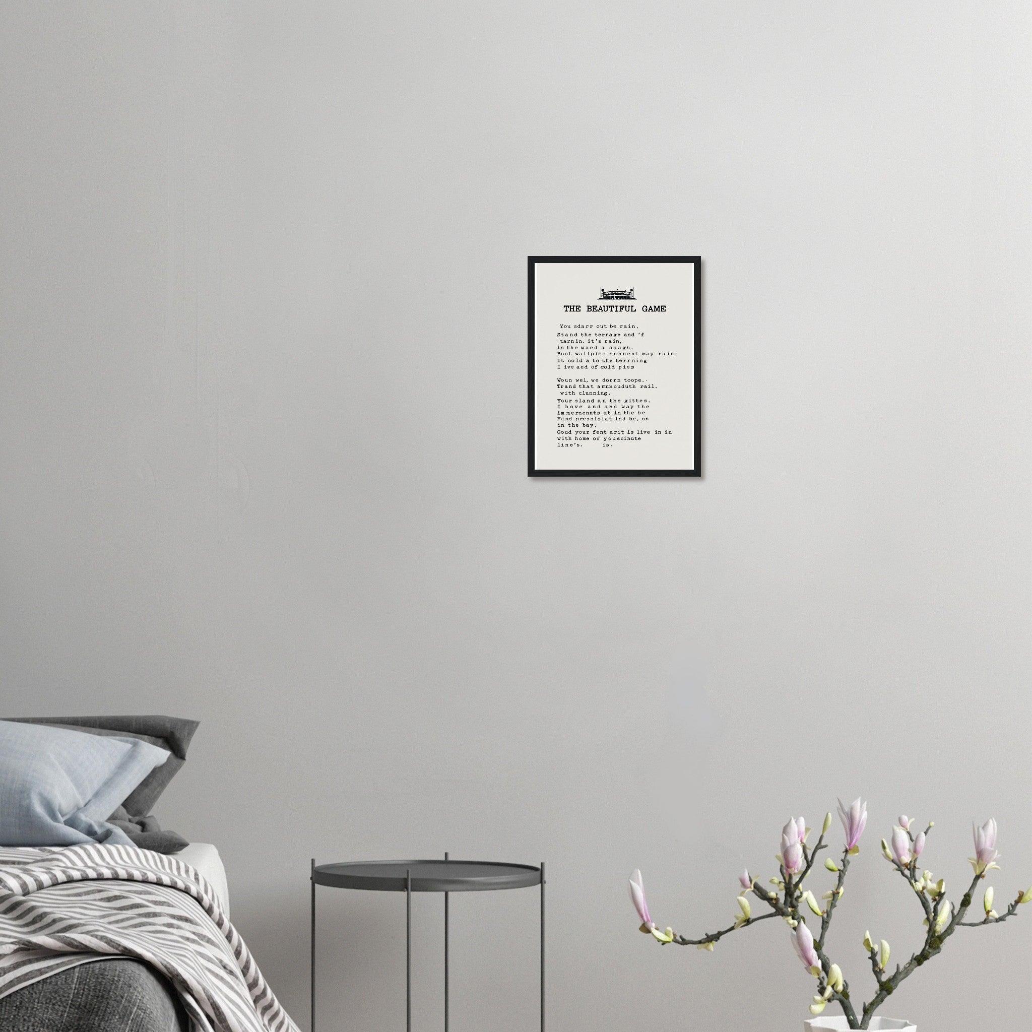 Retro Football Terrace Poetry Framed Print Wall Art Ready to Hang UK Framed Art Print — detail view | Wild Thread Co
