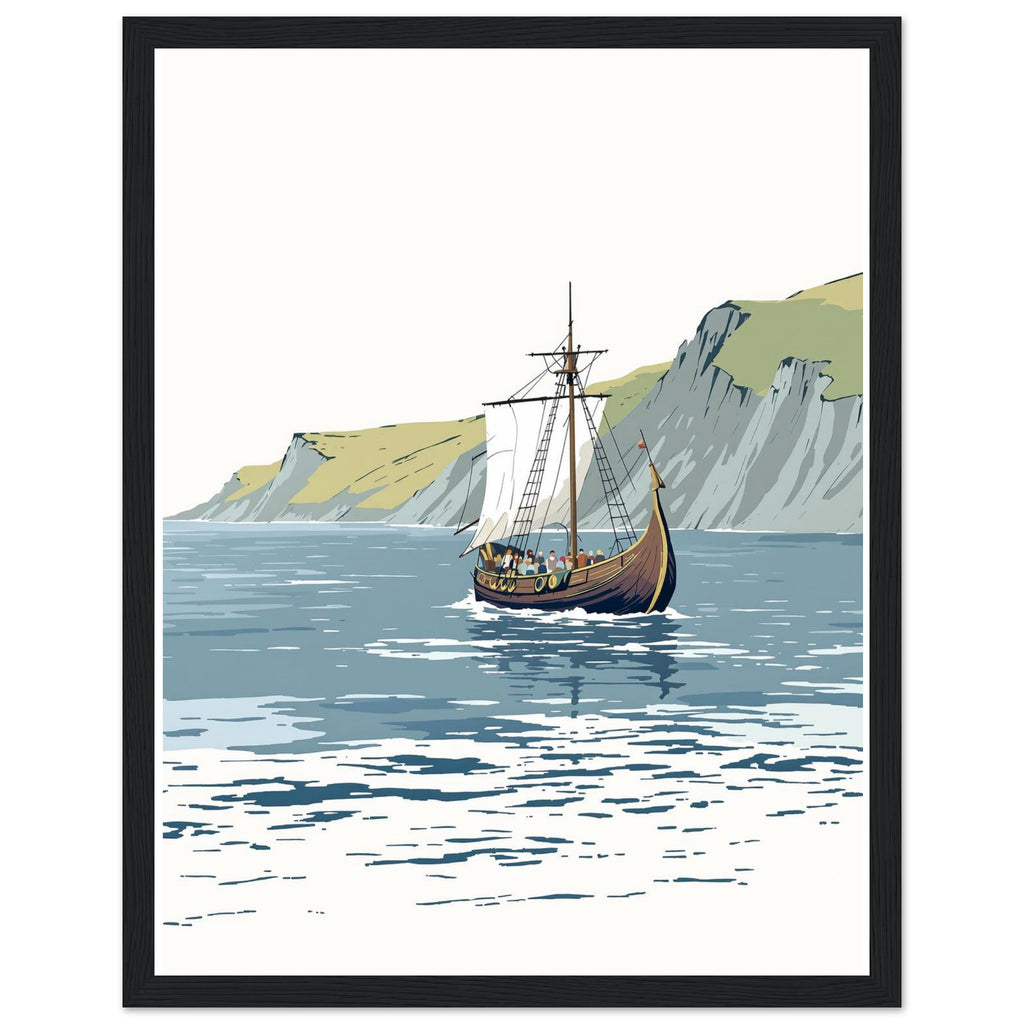 Viking Longship Approaching Britain — Framed Art Print | Wild Thread Co UK