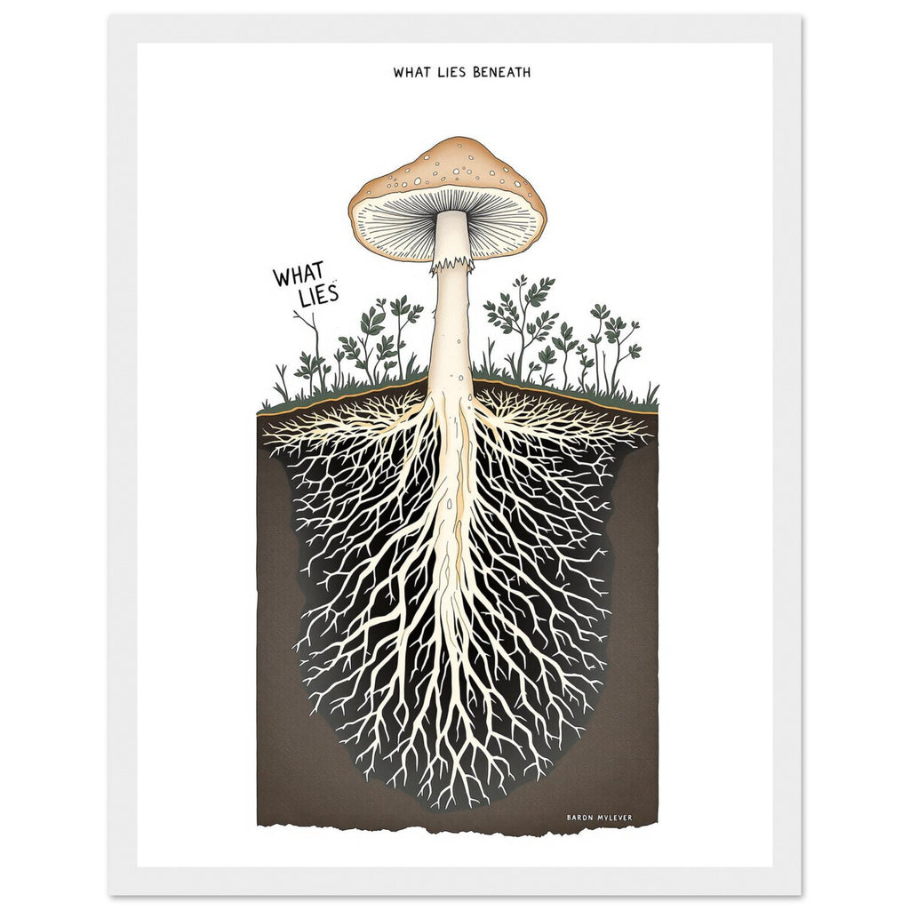 Mycelium Network Cross-section Framed Print Wall Art Ready to Hang UK UK Gift Framed Art Print — detail view | Wild Thread Co