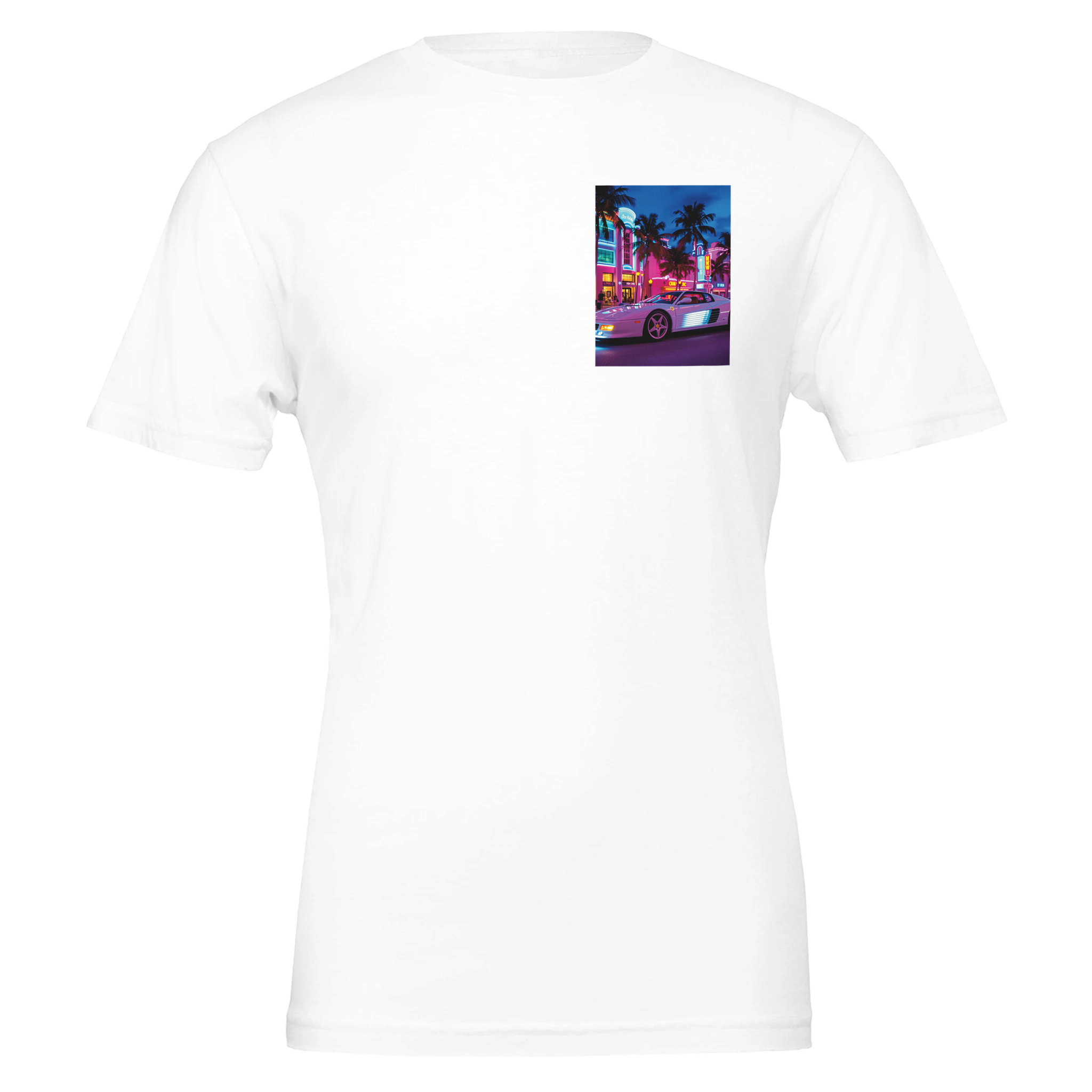 Ferrari Testarossa Miami T-Shirt — detail view | Wild Thread Co