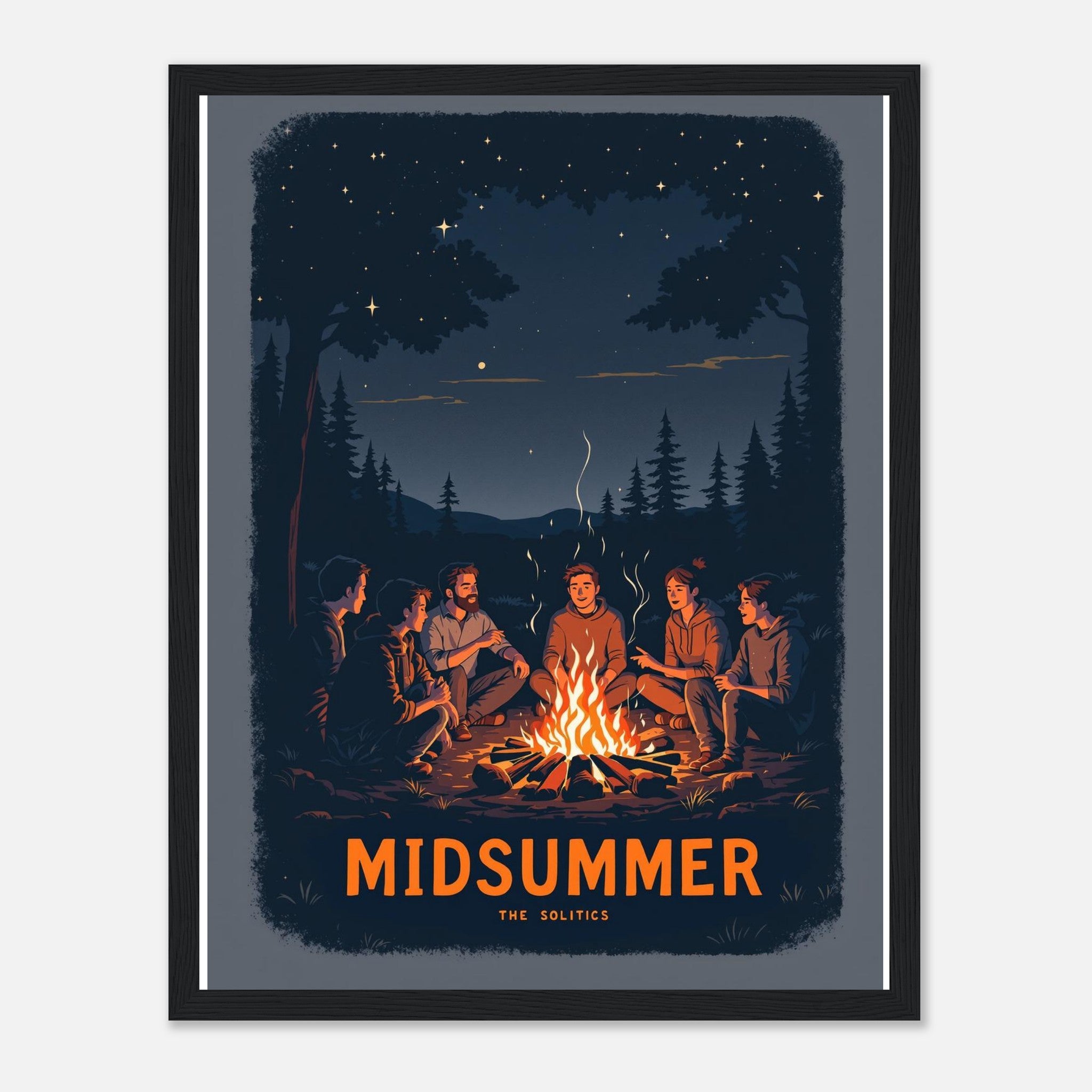 Winter Solstice Campfire Midsummer Print Material — detail view | Wild Thread Co