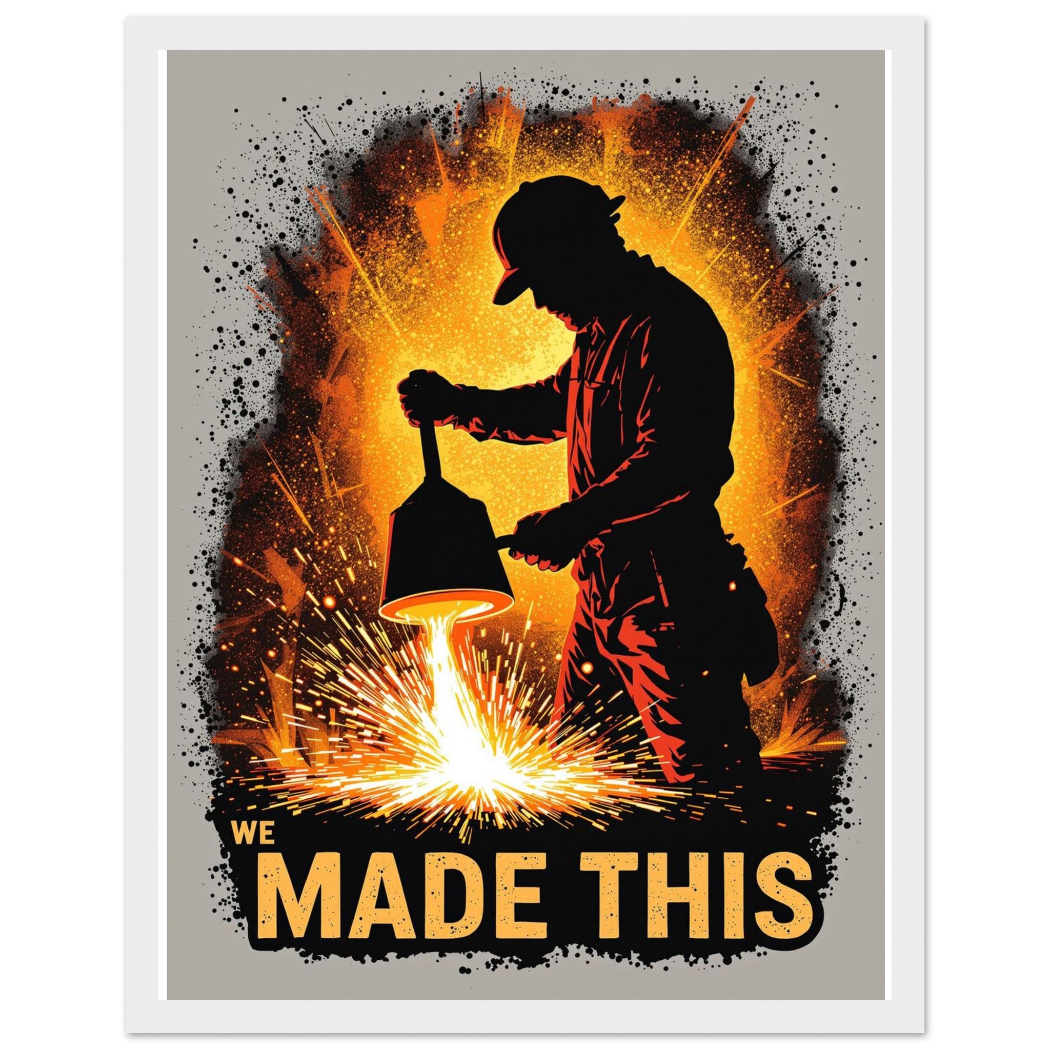 Steelworker Furnace Heritage Framed Art Print — detail view | Wild Thread Co