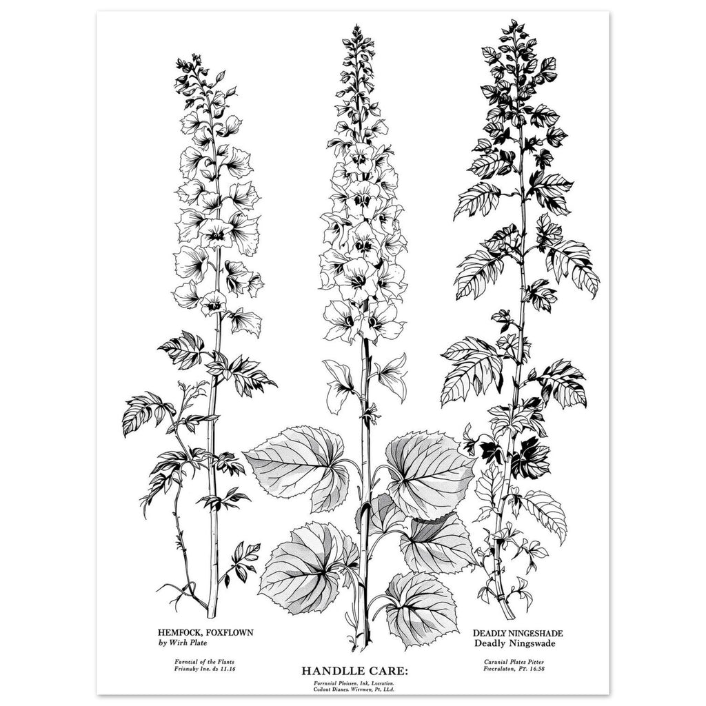 Victorian Poisonous Plants Botanical A1 Dark Academia Art UK Art Print Poster Wa Art Print — detail view | Wild Thread Co