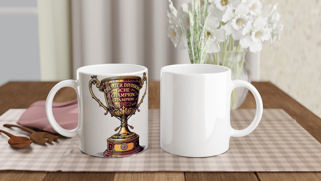 Retro 1970s Darts Trophy Illustration — Mug detail view | Wild Thread Co