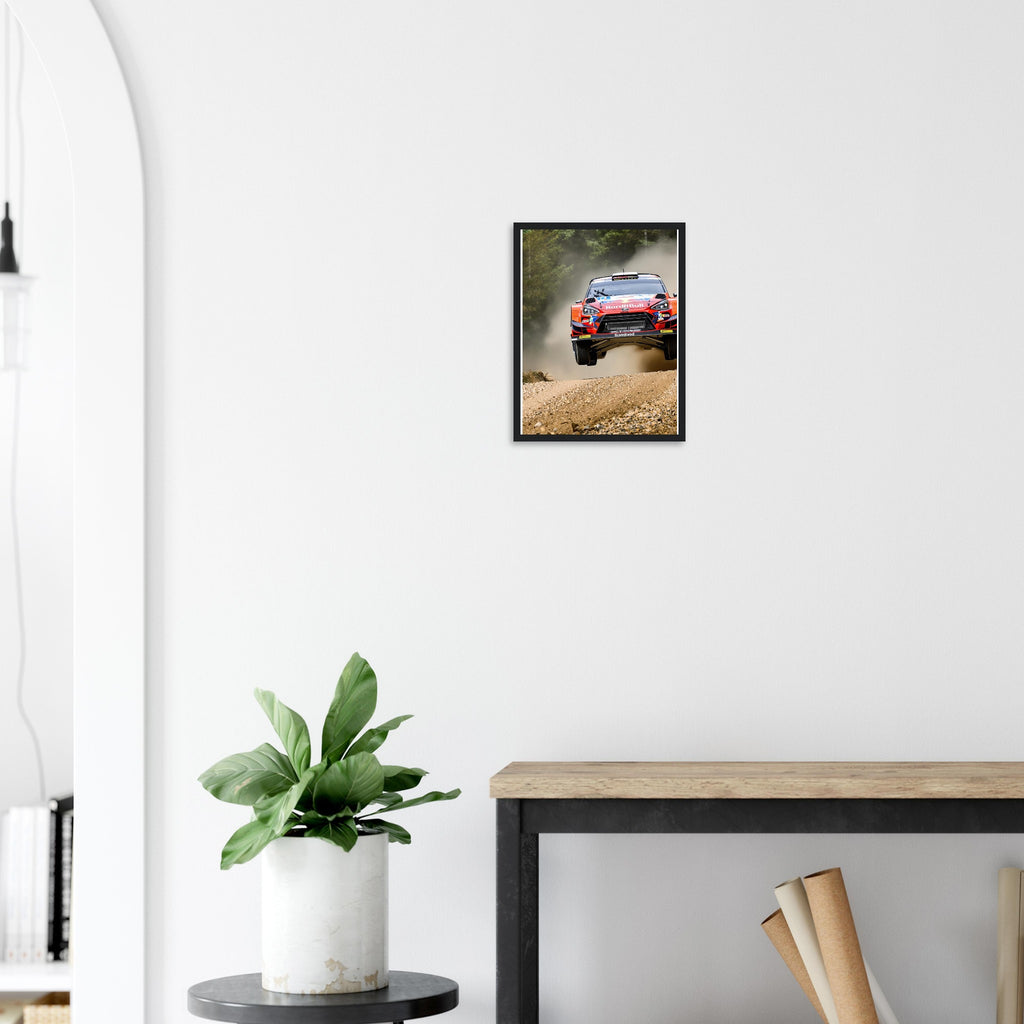 Rally Car Finland Jump Framed Art Print — detail view | Wild Thread Co