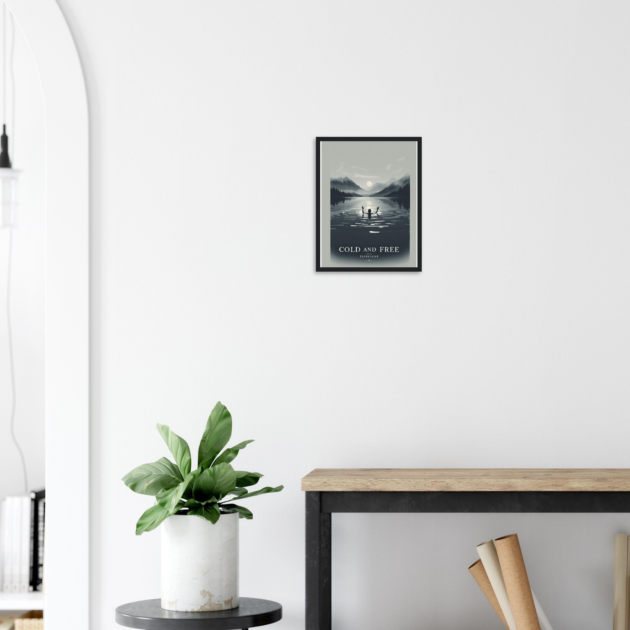 Wild Swimming Loch Framed Print Wall Art Ready to Hang UK Framed Art Print — detail view | Wild Thread Co