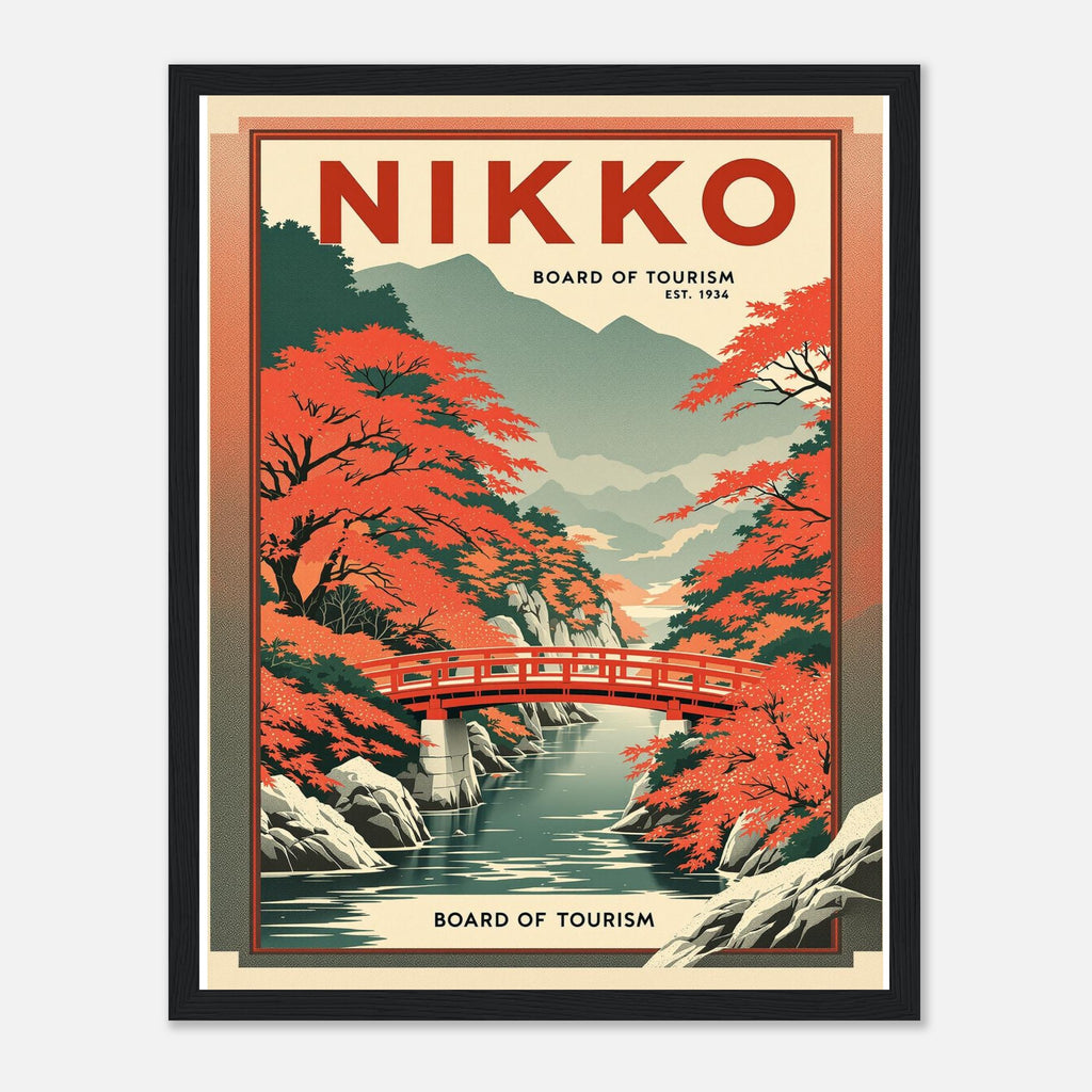 Nikko Vintage Travel Poster Framed Art Print — detail view | Wild Thread Co
