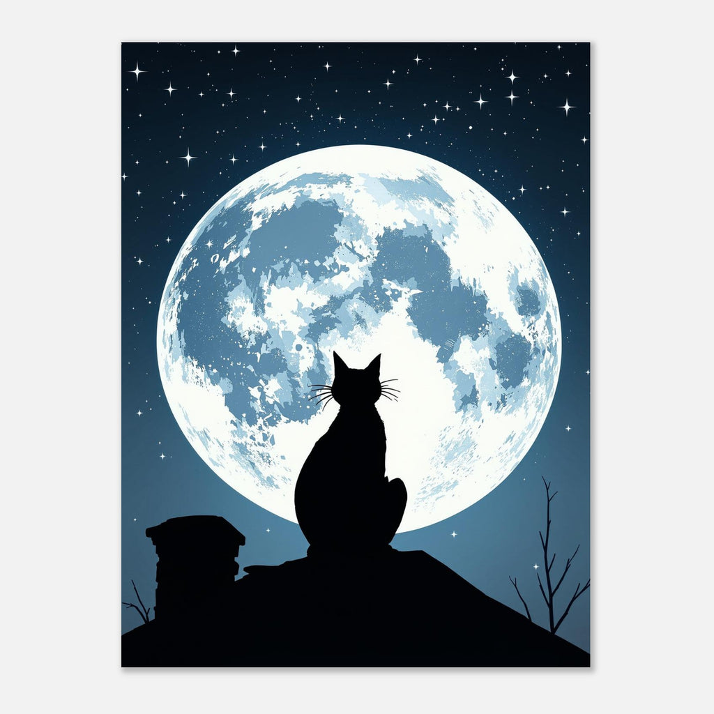 Black Cat Moonlight Art Print Poster Wall Art UK — Art Print | Wild Thread Co