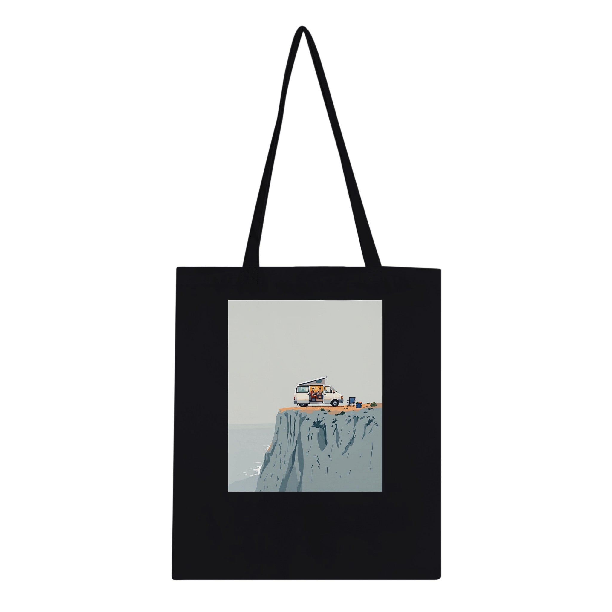 Van Life Clifftop Sea Tote Bag Cotton Shopper UK Tote Bag — detail view | Wild Thread Co