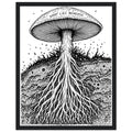 Dark Academia Mushroom Foraging Deep Framed Print Wall Art Ready to Framed Art Print — detail view | Wild Thread Co