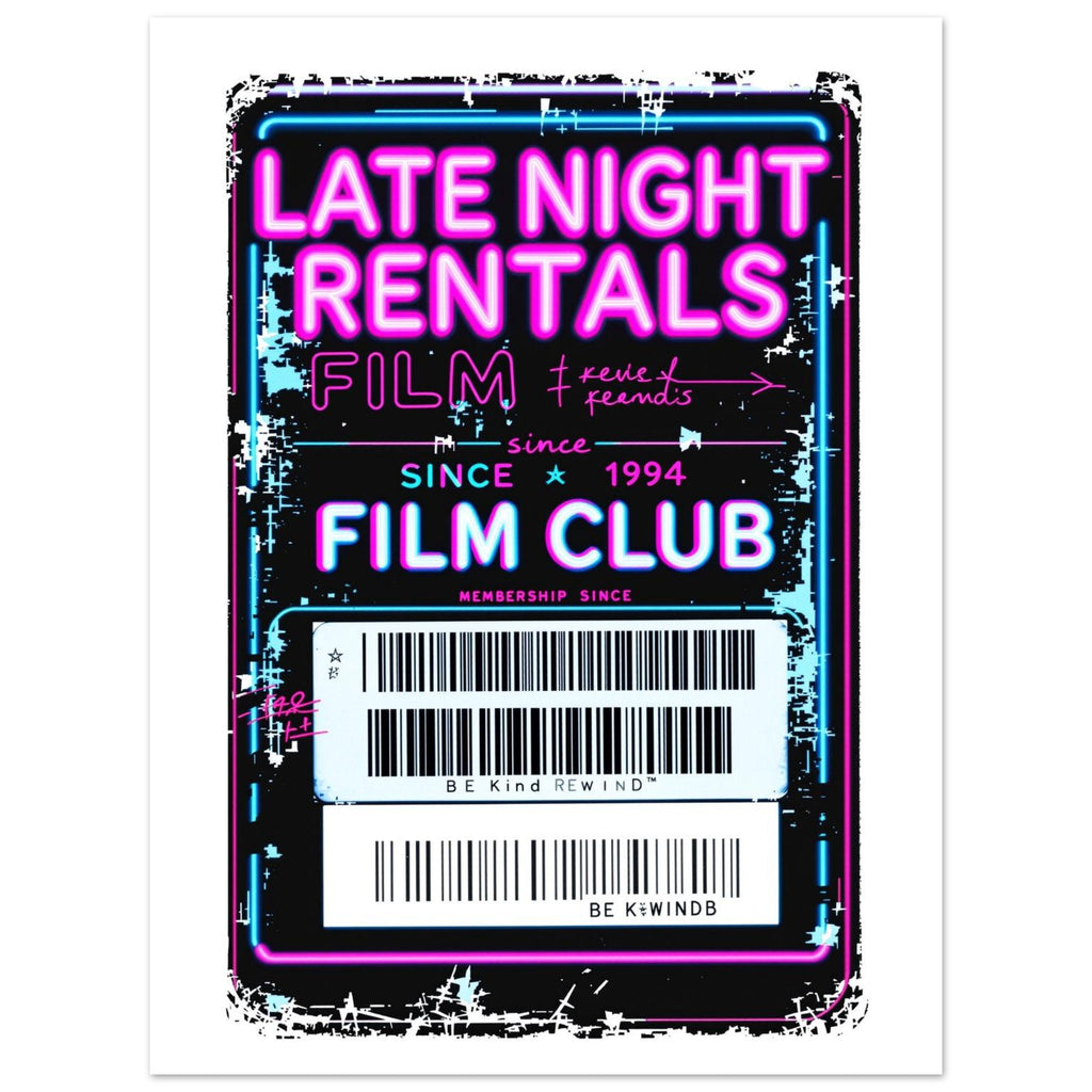 Late Night Rentals Film Club Membership Card A1 T-Shirt Unisex Cotton Tee UK T-Shirt — detail view | Wild Thread Co