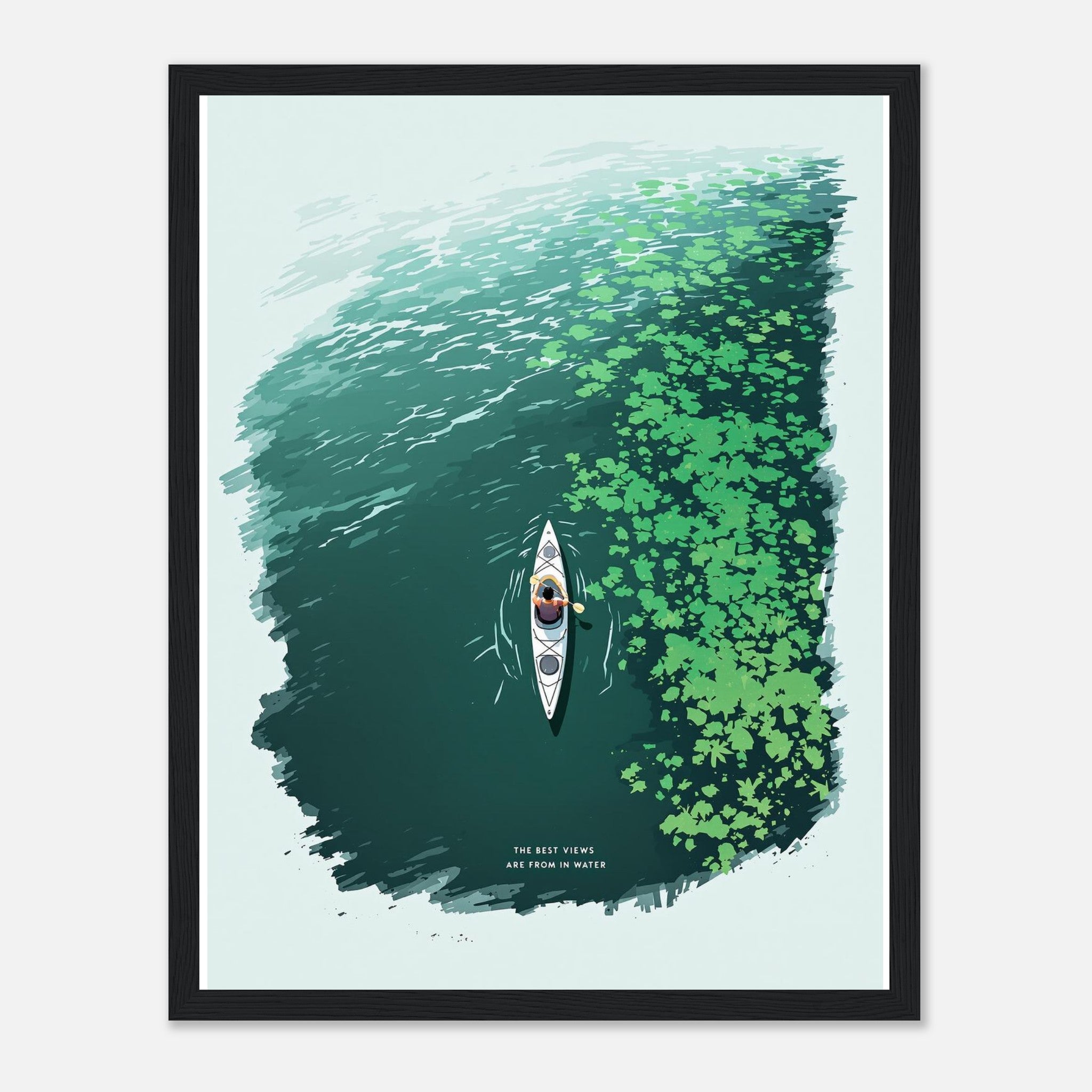 Sea Kayaking Aerial Framed Print Wall Art Ready to Hang UK Framed Art Print — detail view | Wild Thread Co