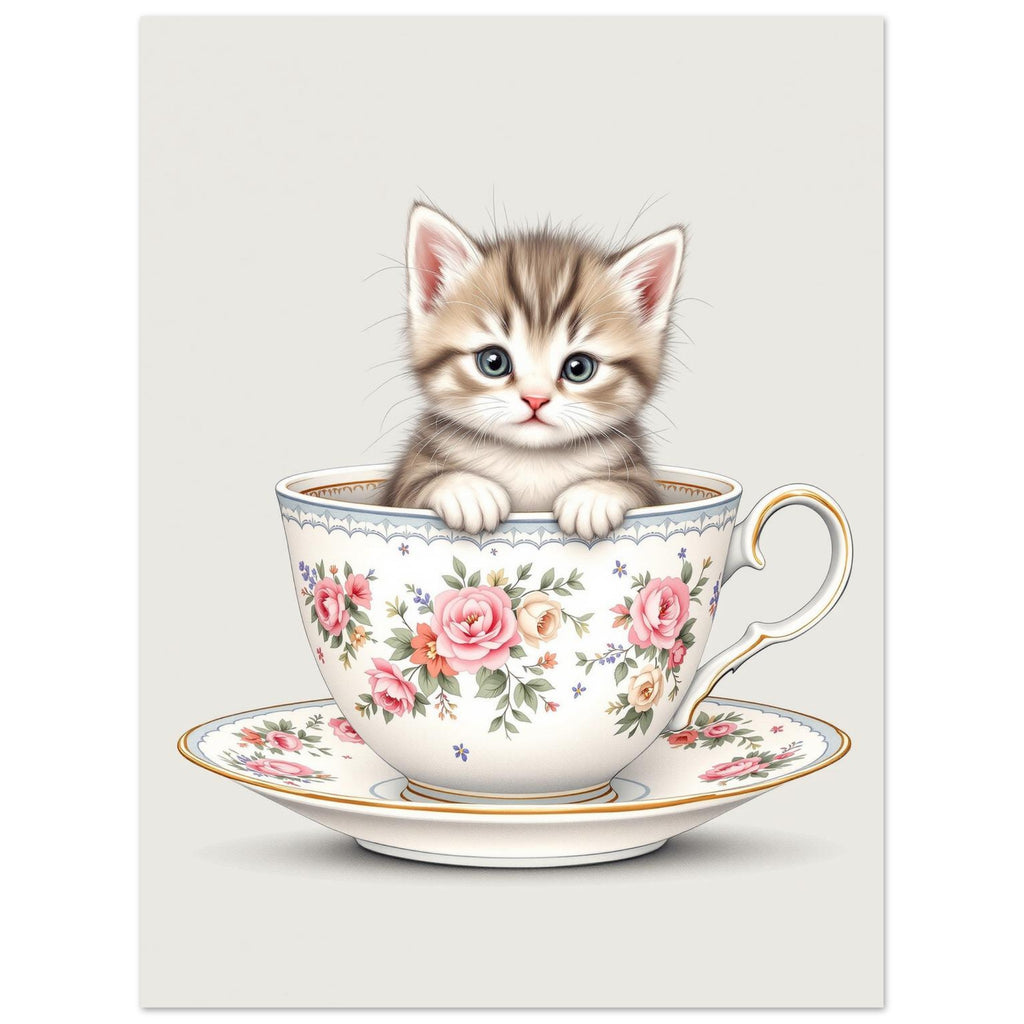 Cat And Teacup Art Print Art Print — detail view | Wild Thread Co