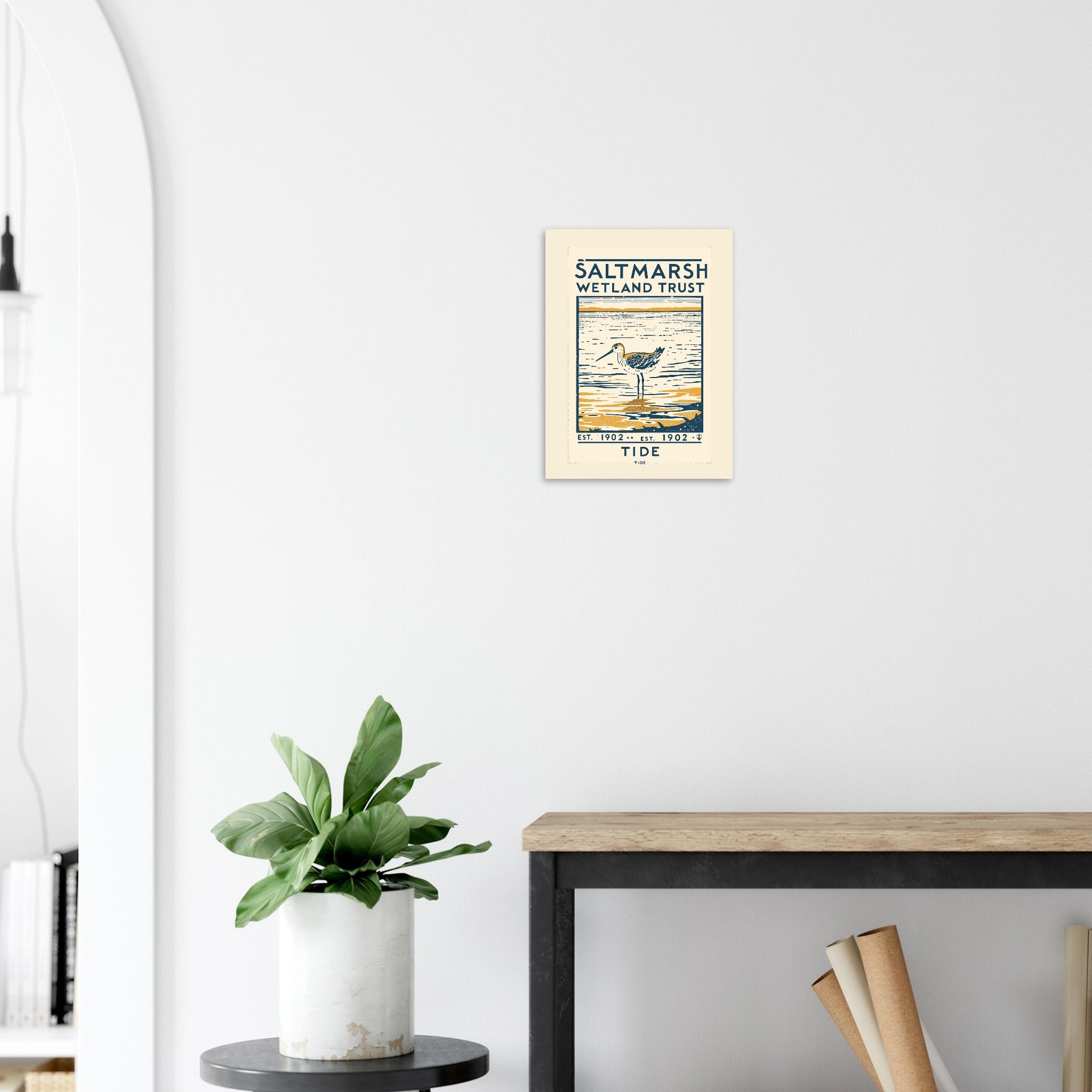 Saltmarsh Vintage Travel Poster Art Print — detail view | Wild Thread Co