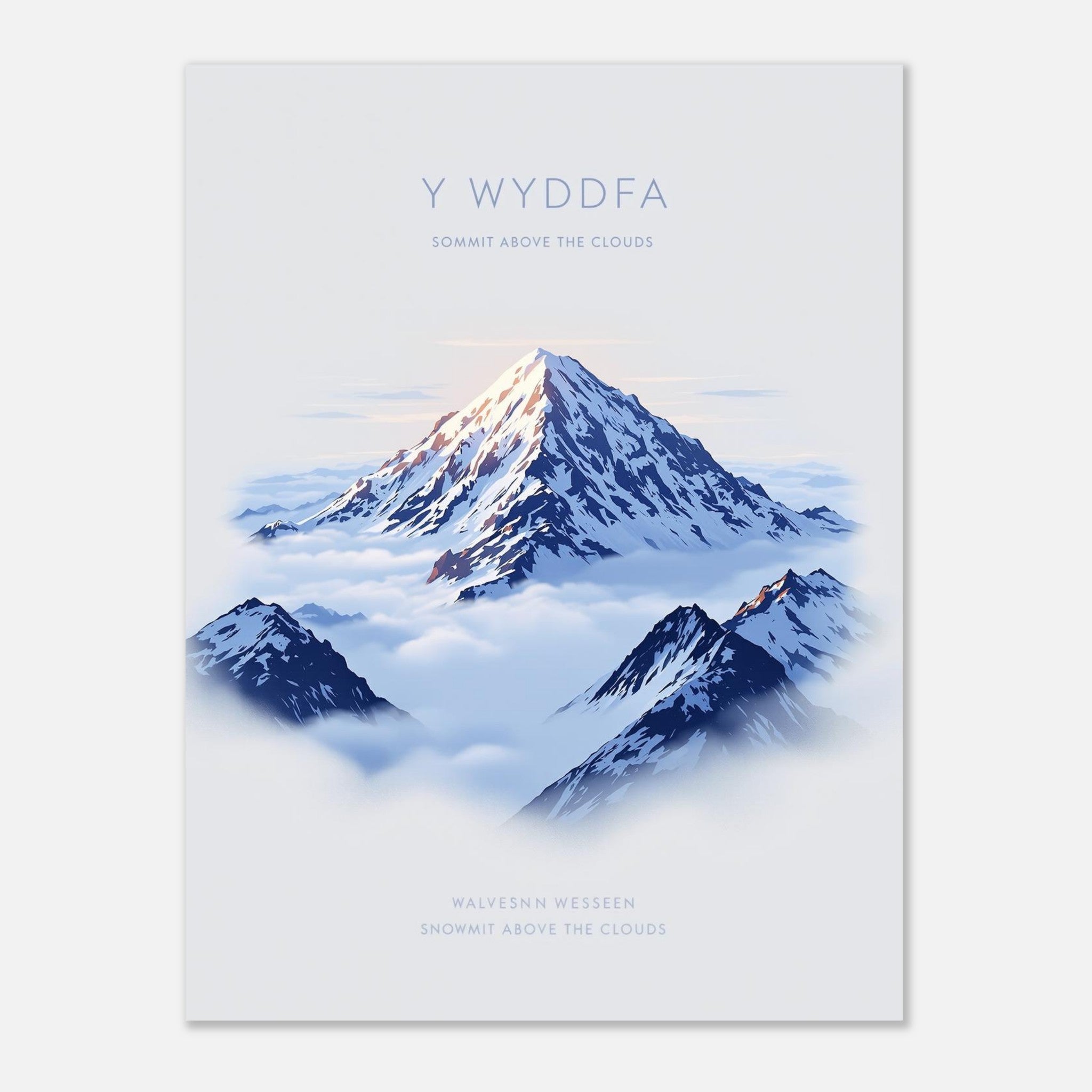 Snowdon Y Wyddfa Cloud Inversion Art A1 UK Art Print Poster Wall Art UK UK Gift Art Print — detail view | Wild Thread Co