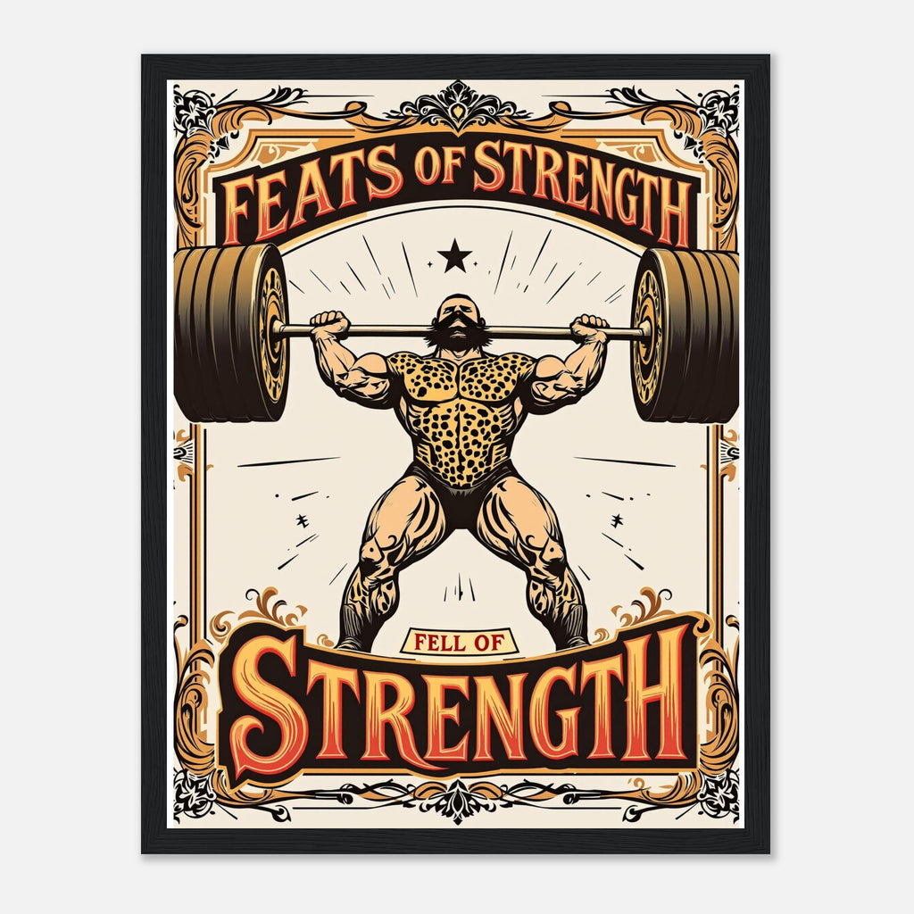 Retro Weightlifting Strongman Framed Art Print — detail view | Wild Thread Co
