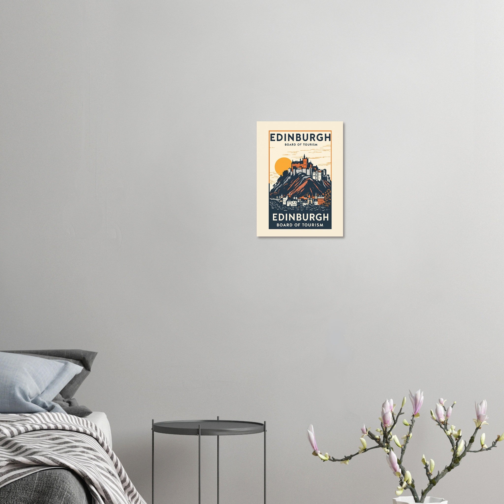 Edinburgh Vintage Travel Poster Art Print — detail view | Wild Thread Co