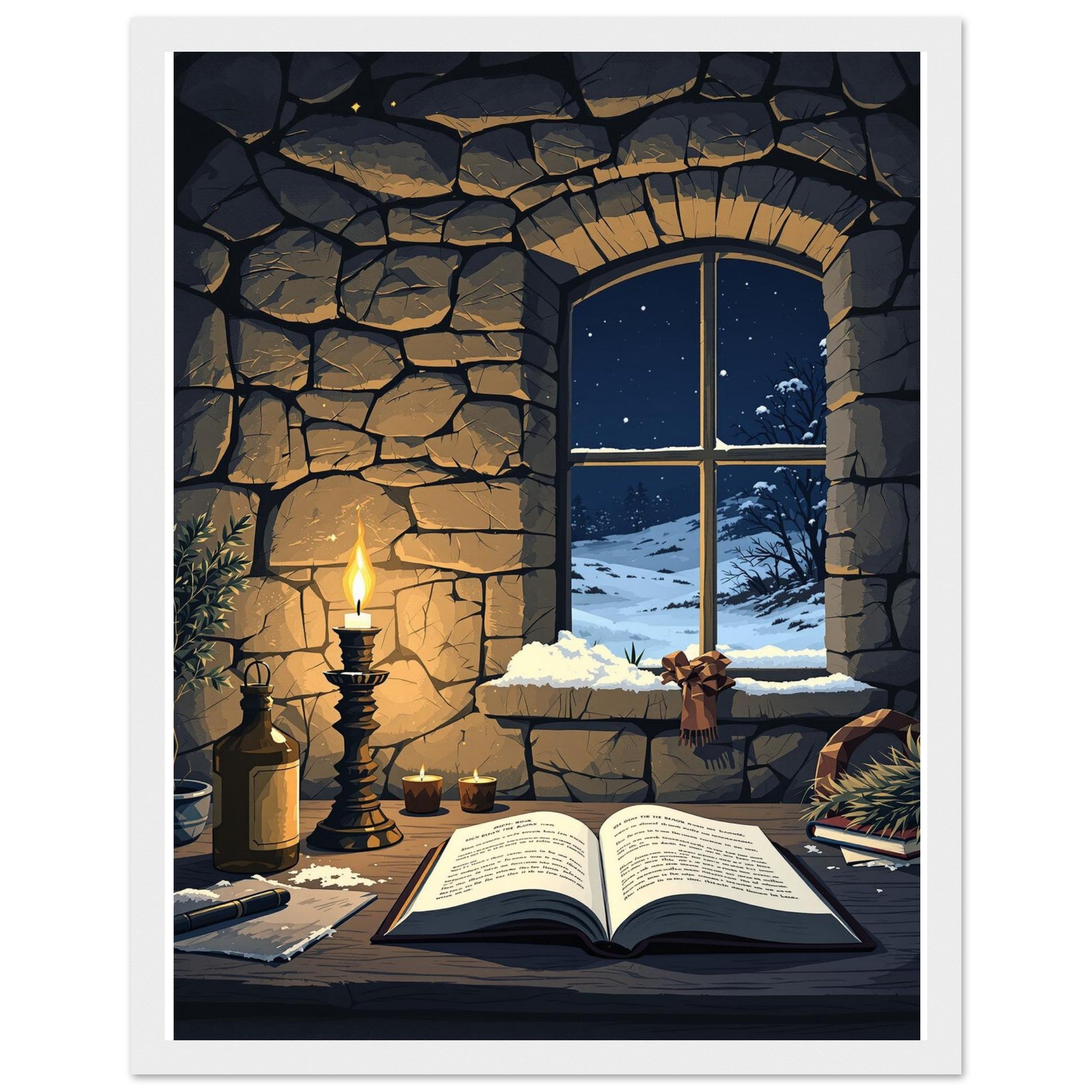 Bothy Interior Candlelight Art Framed Print Wall Art Ready to Hang UK UK Gift — Framed Art Print | Wild Thread Co