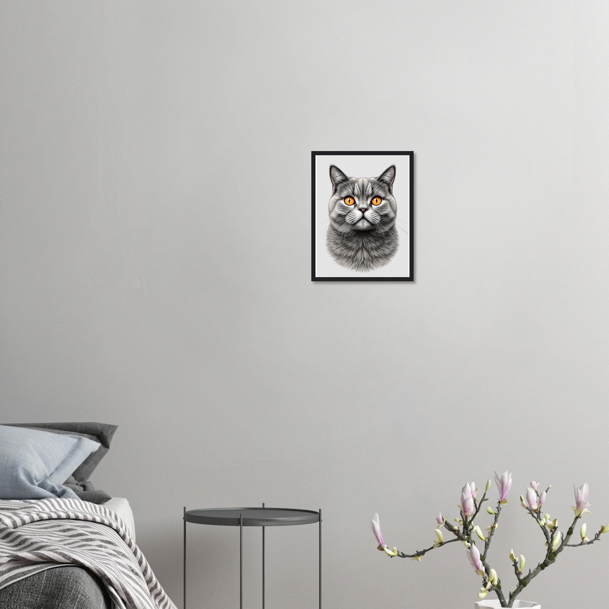 Shorthair Art Framed Print Wall Art Ready to Hang UK Framed Art Print — detail view | Wild Thread Co