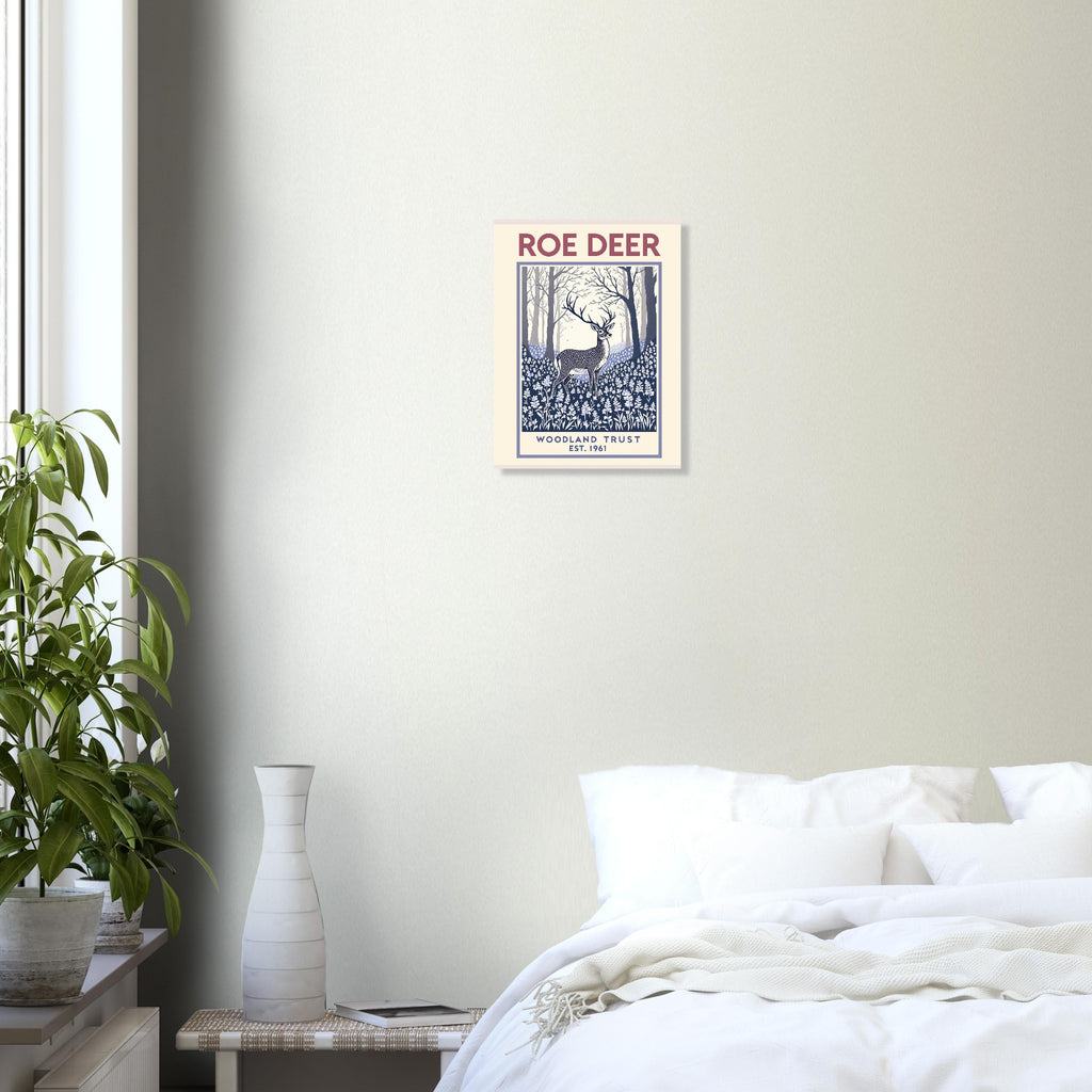Roe Deer Vintage Travel Poster Art Print — detail view | Wild Thread Co