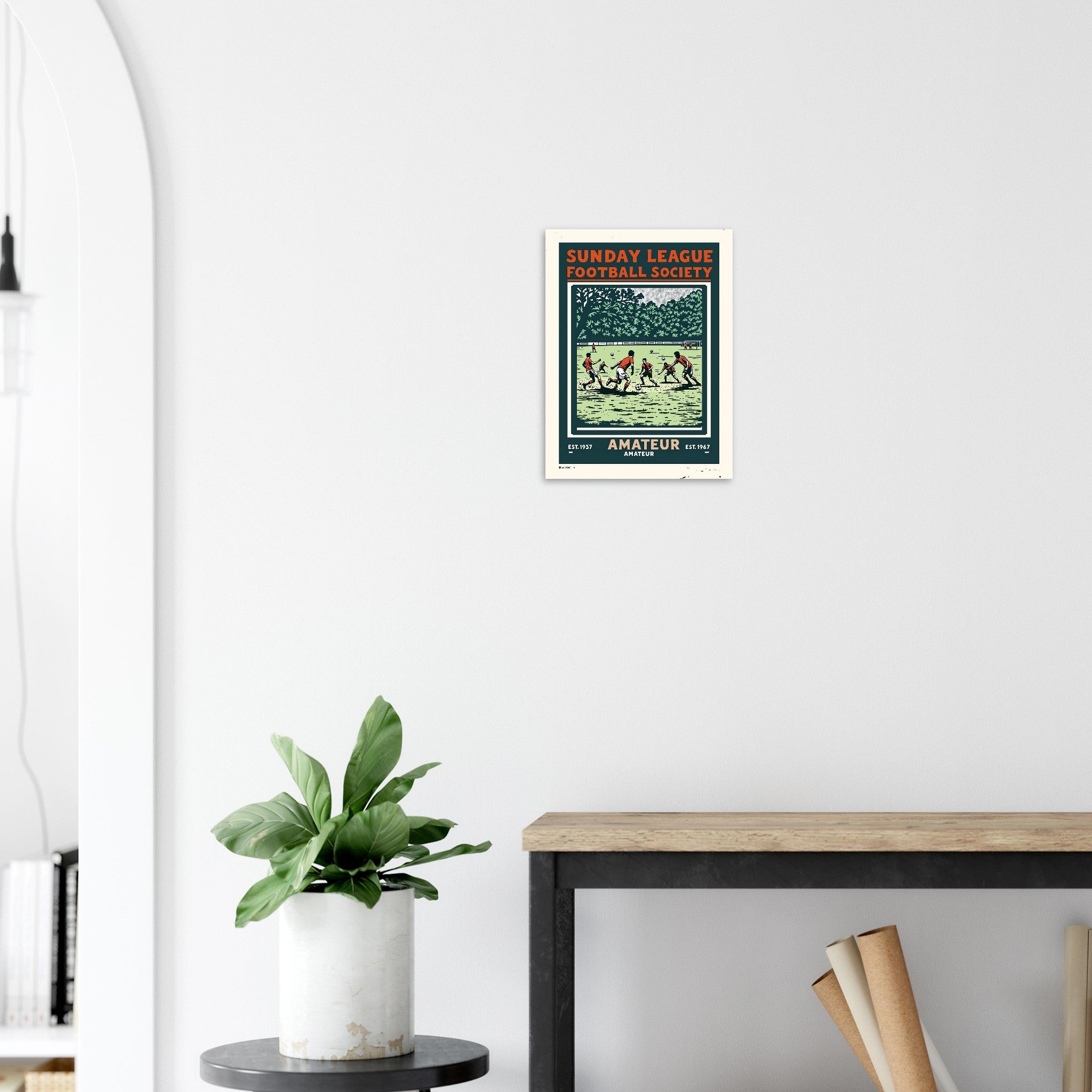 Sunday League Vintage Travel Poster Art Print — detail view | Wild Thread Co