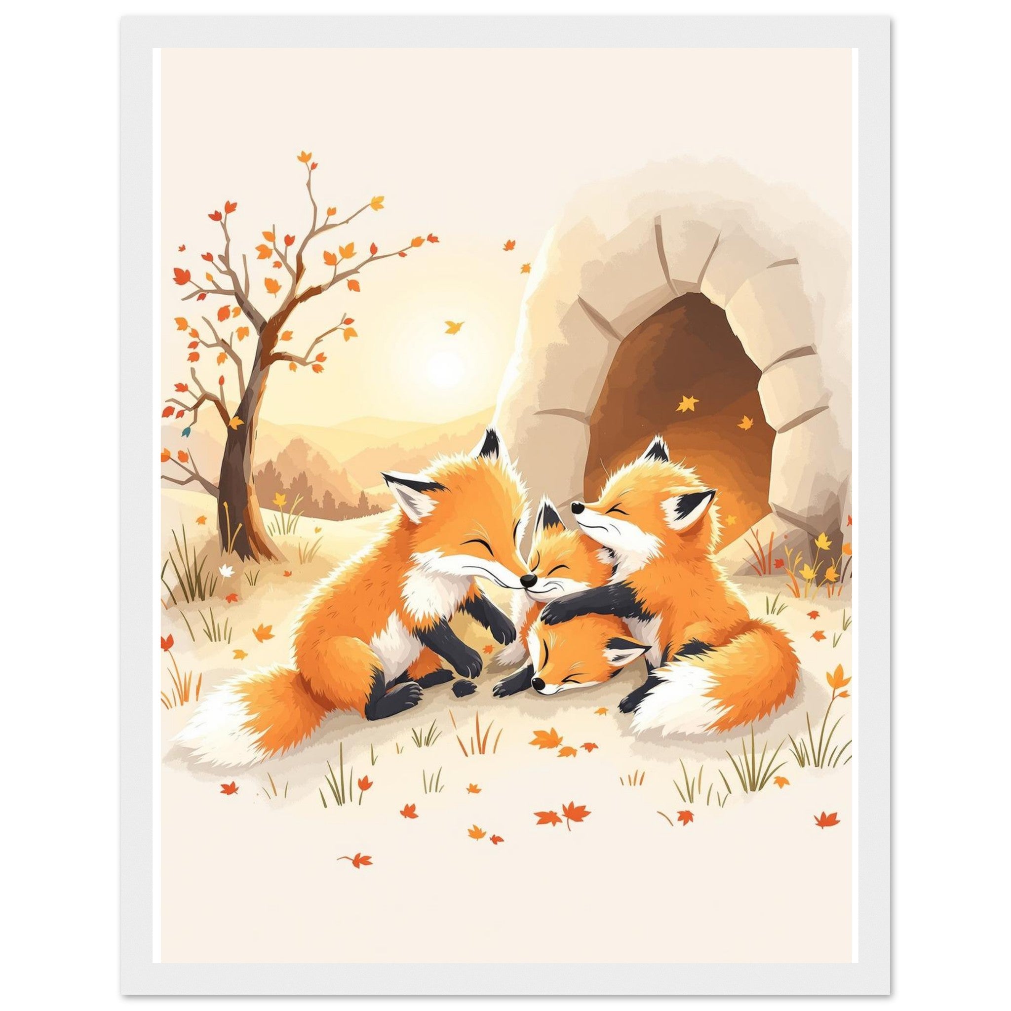 Fox Cubs Playing Framed Print Wall Art Ready to Hang UK — Framed Art Print | Wild Thread Co
