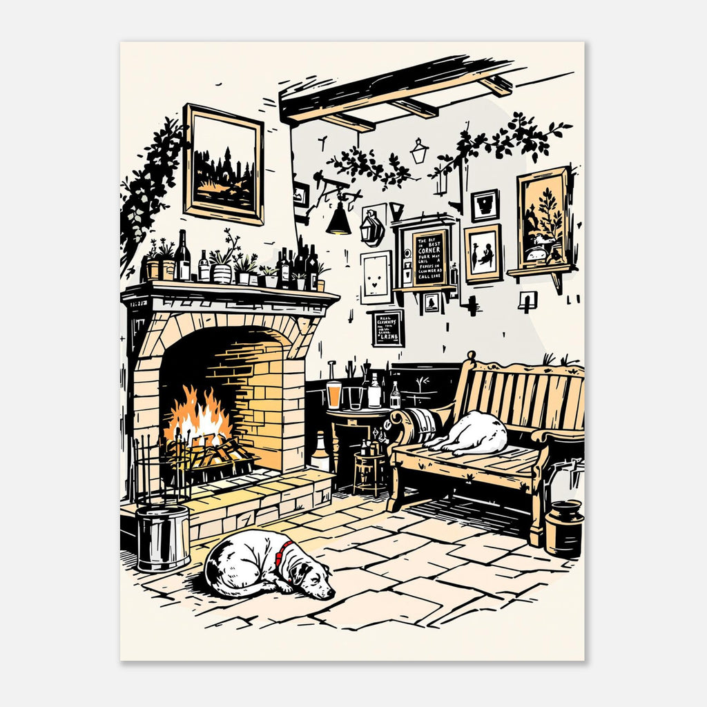The Best Corner in England Country Pub Art Art Print Poster Wall Art UK UK Gift Art Print — detail view | Wild Thread Co
