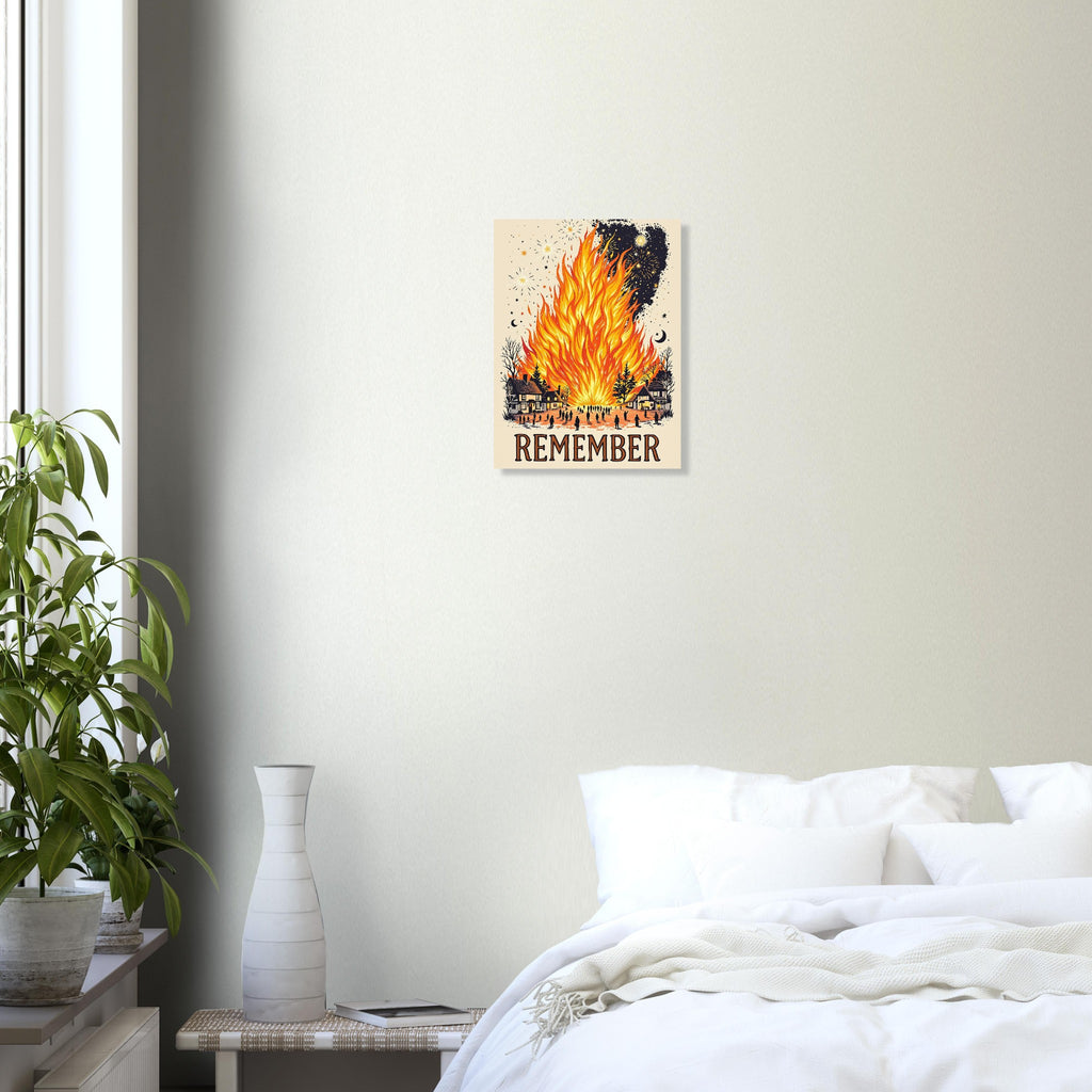 Bonfire Night Village Scene Art Print Art Print — detail view | Wild Thread Co